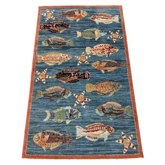 Modern Seascape Collection with Fish & Starfish Made in India Wool Scatter Size