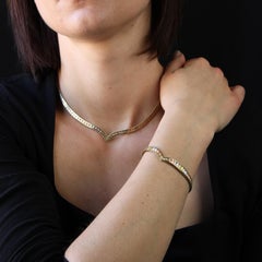 Modern Second Hand 14 Karat Yellow Rose Grey Gold Bracelet