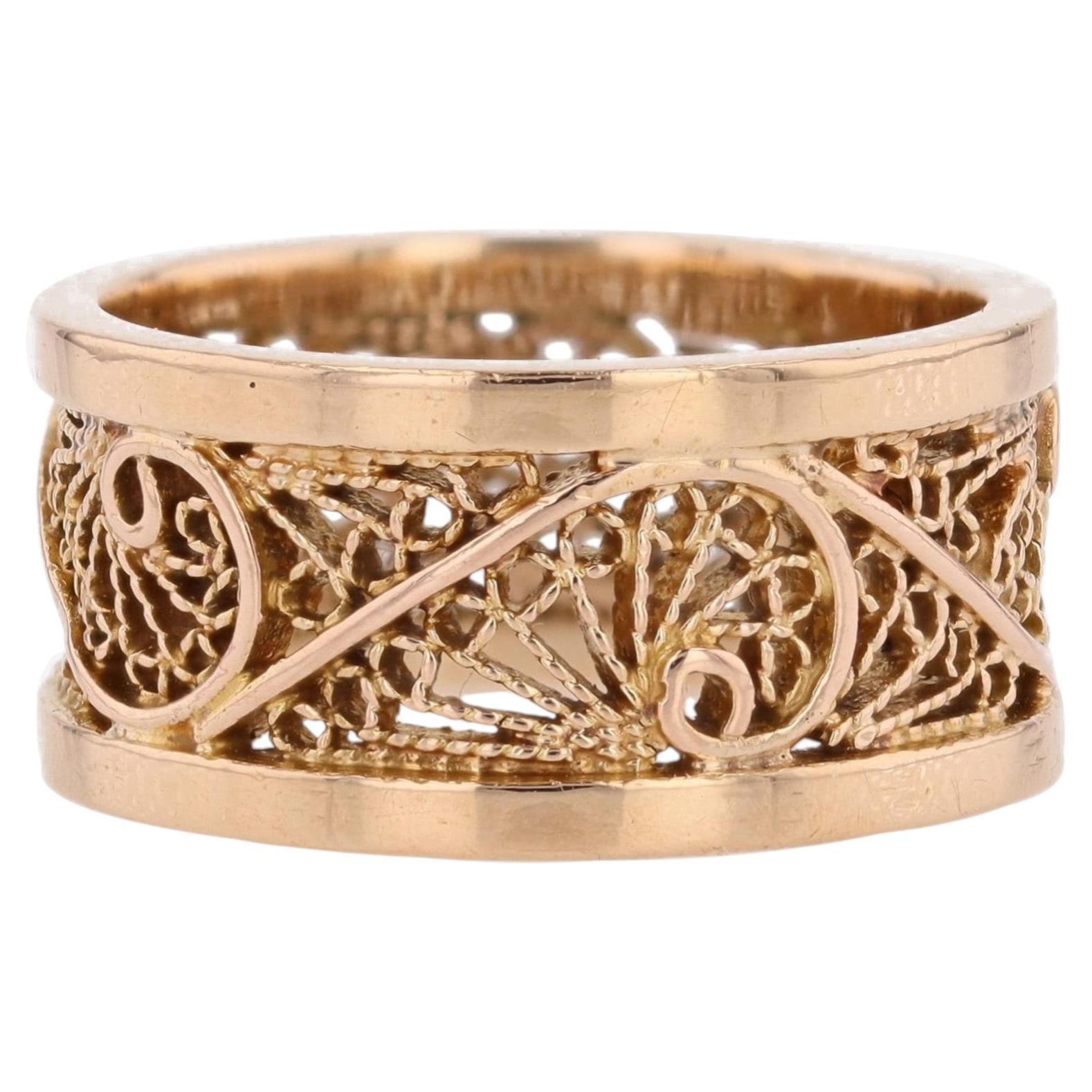 Moderner Second-Hand-Ring aus 18 Karat Roségold mit filigranem Band