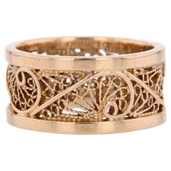 Modern Second-Hand 18 Karat Rose Gold Filigreed Band Ring