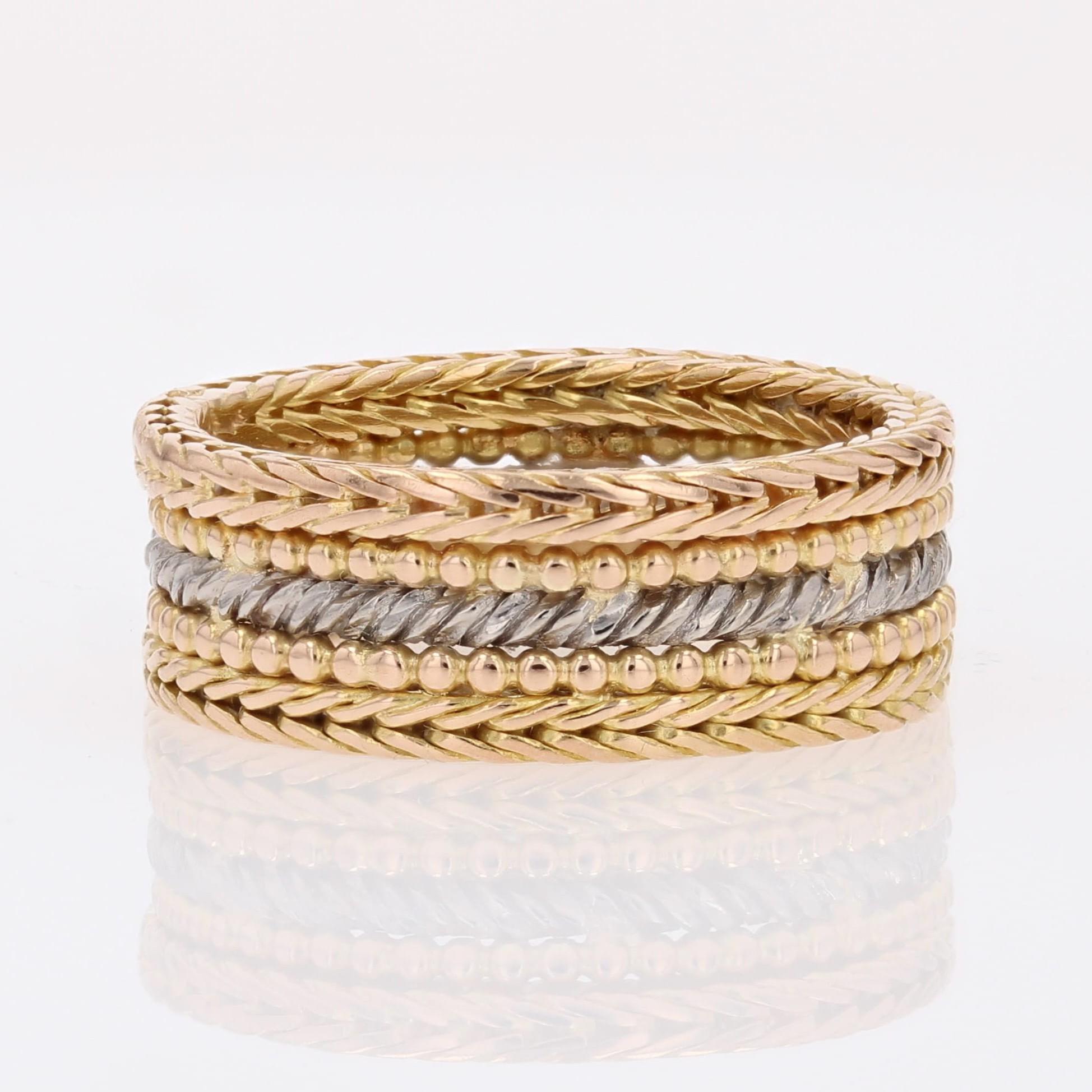 Modern Second-Hand 18 Karat Rose White Gold Large Band Ring im Angebot 6