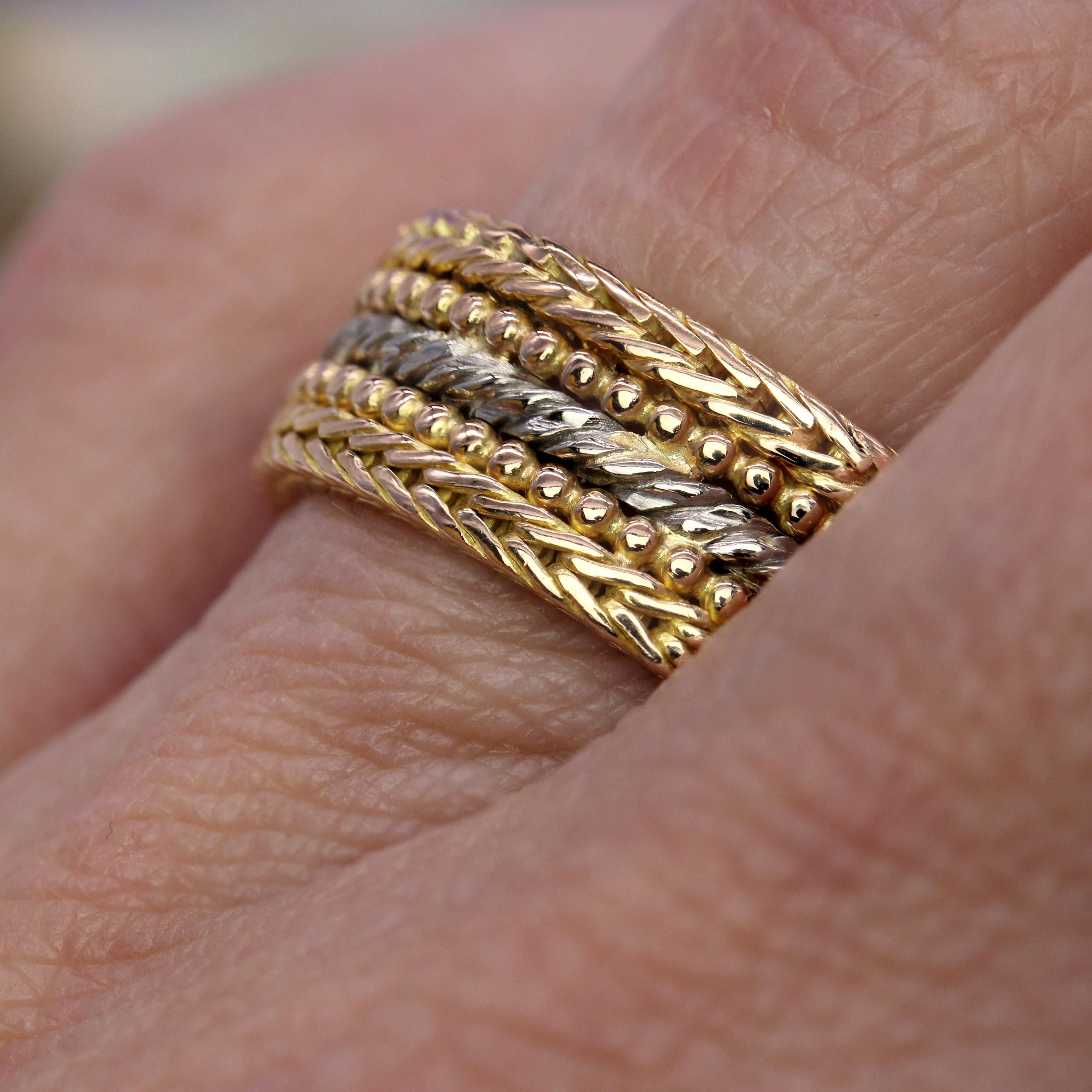 Modern Second-Hand 18 Karat Rose White Gold Large Band Ring im Angebot 8