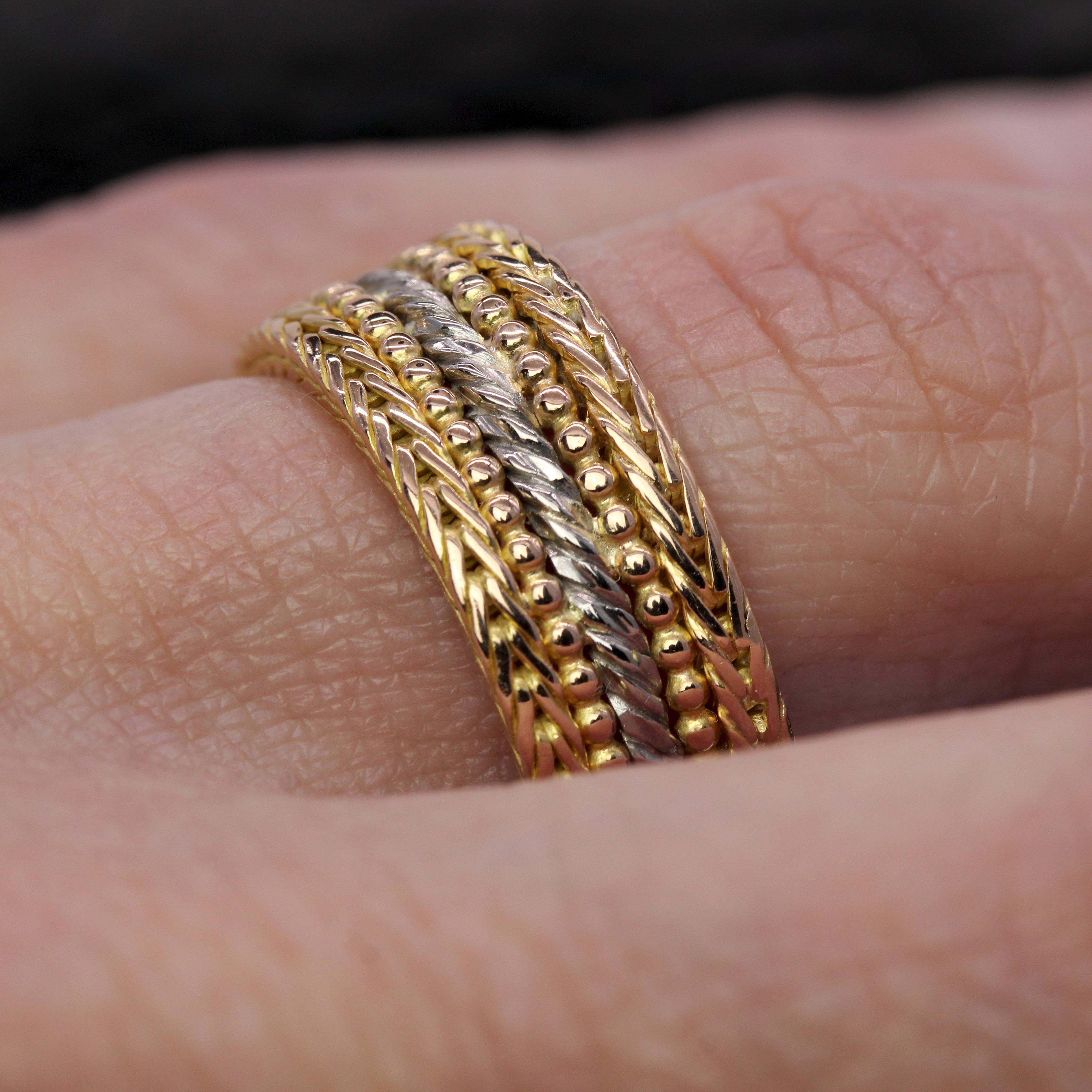 Modern Second-Hand 18 Karat Rose White Gold Large Band Ring im Angebot 9