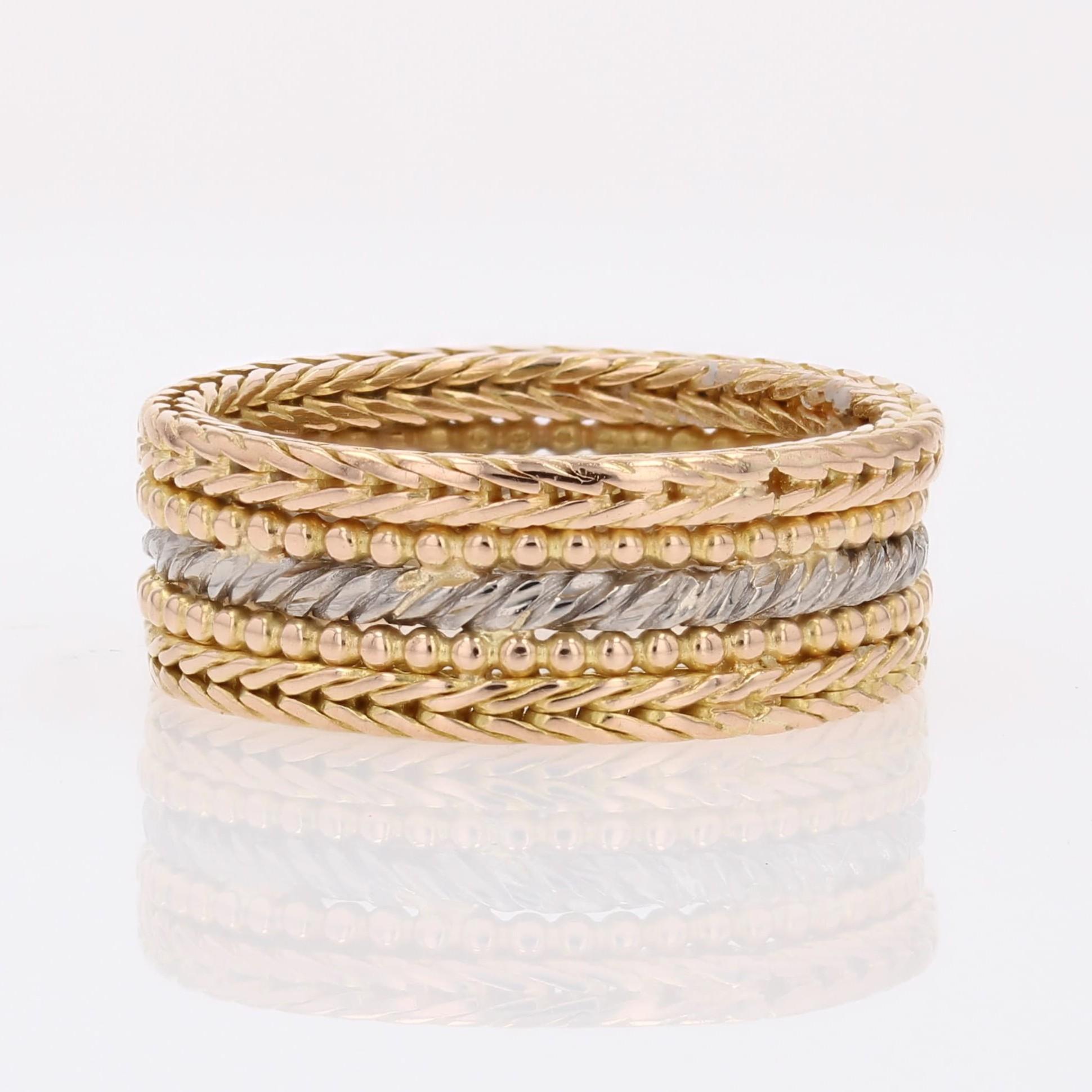 Modern Second-Hand 18 Karat Rose White Gold Large Band Ring im Angebot 11