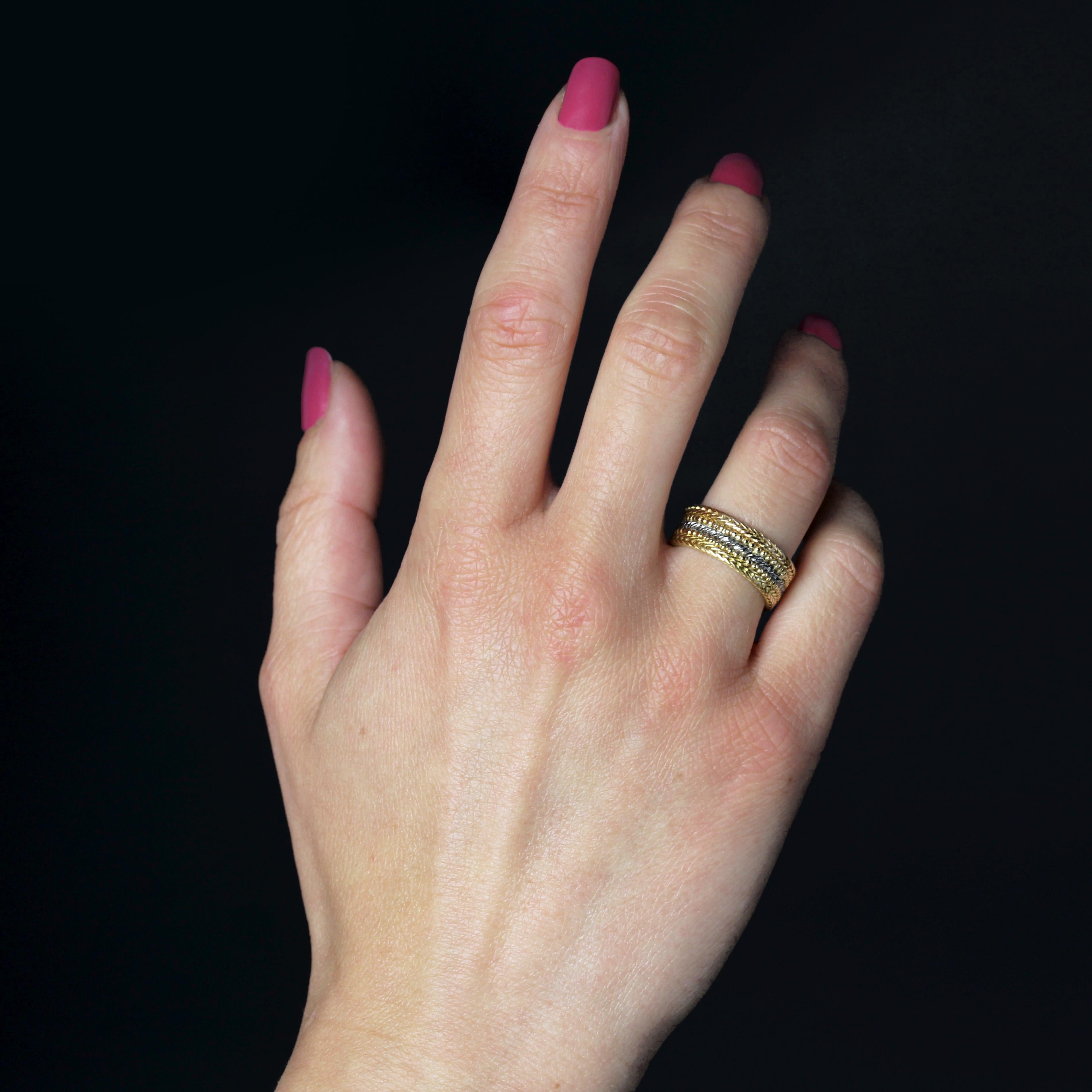 Modern Second-Hand 18 Karat Rose White Gold Large Band Ring im Zustand „Hervorragend“ im Angebot in Poitiers, FR