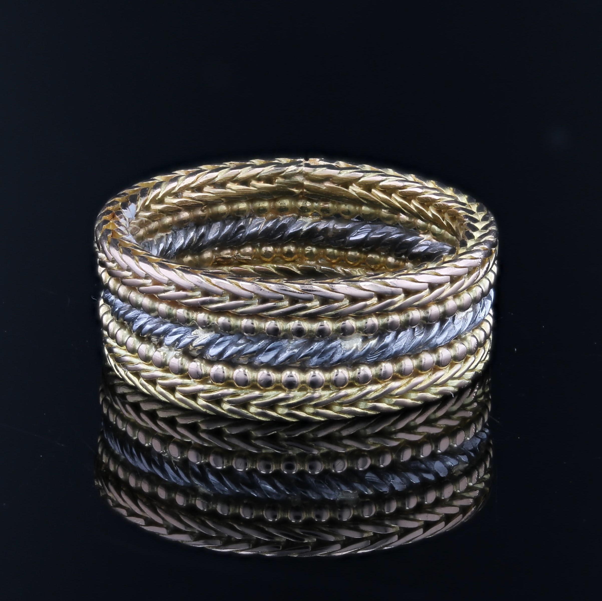 Modern Second-Hand 18 Karat Rose White Gold Large Band Ring für Damen oder Herren im Angebot