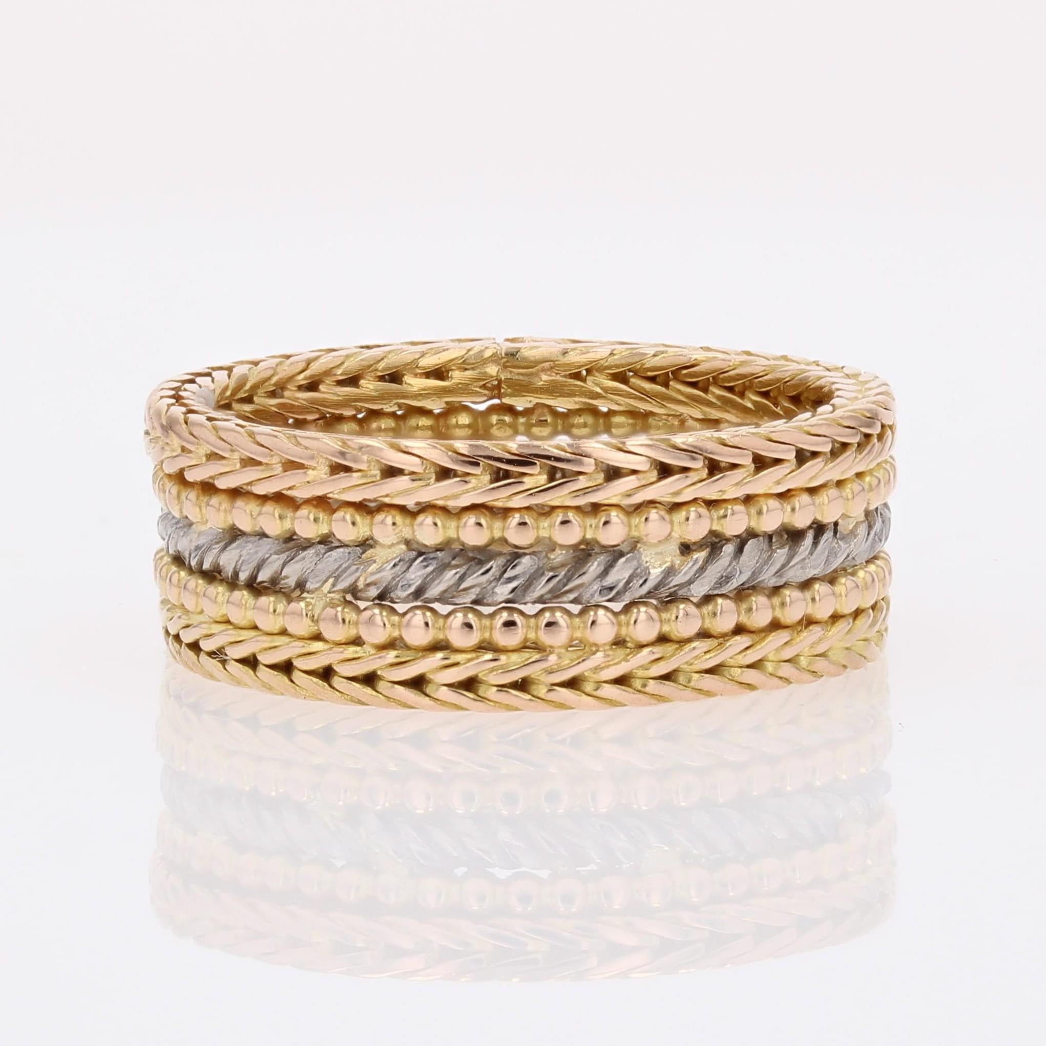 Modern Second-Hand 18 Karat Rose White Gold Large Band Ring im Angebot 3