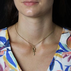 Modern Second Hand 18 Karat Yellow Gold Ankh Egyptian Cross Pendant