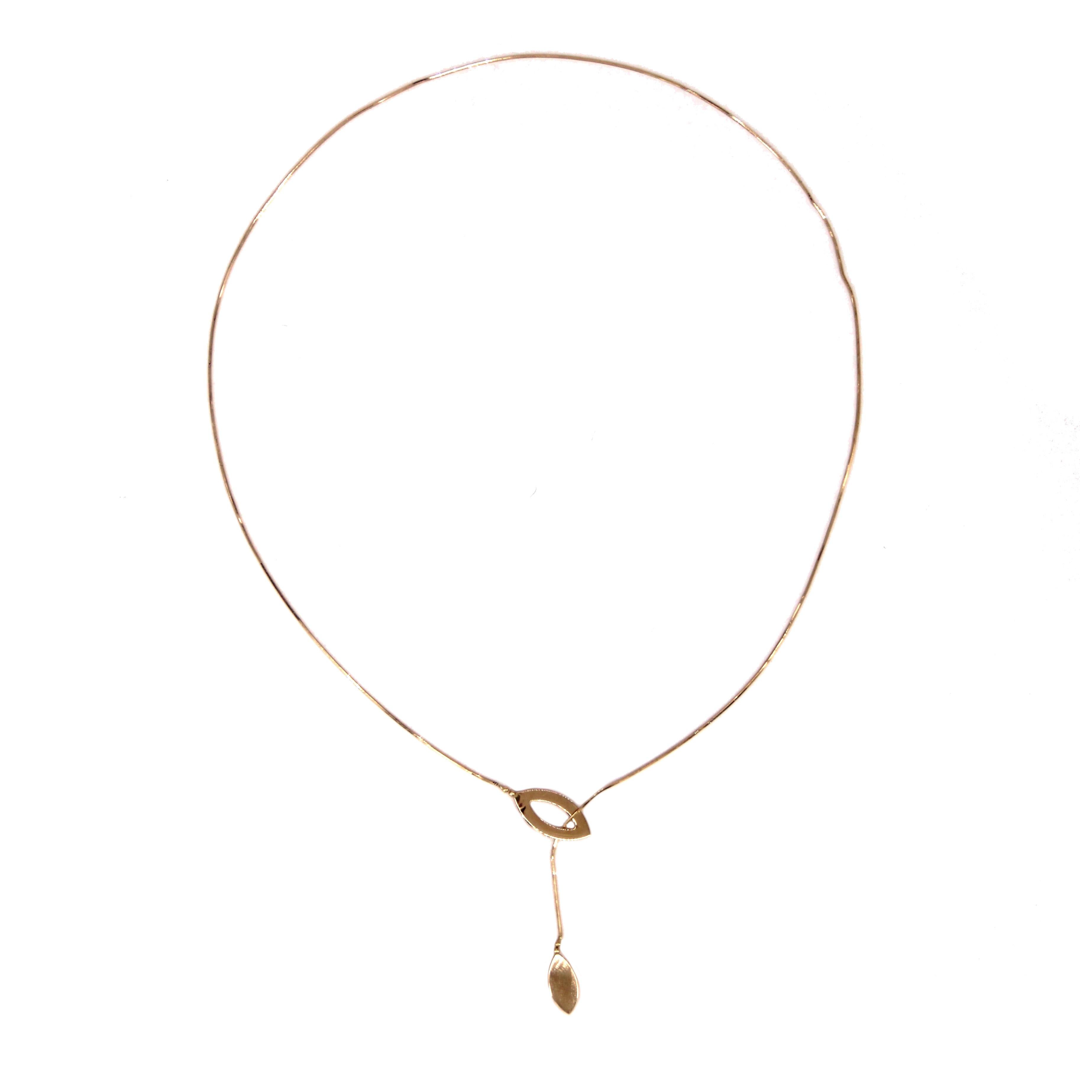 Moderne Second Hand 18 Karat Gelbgold Asymmetrische Halskette im Zustand „Hervorragend“ im Angebot in Poitiers, FR