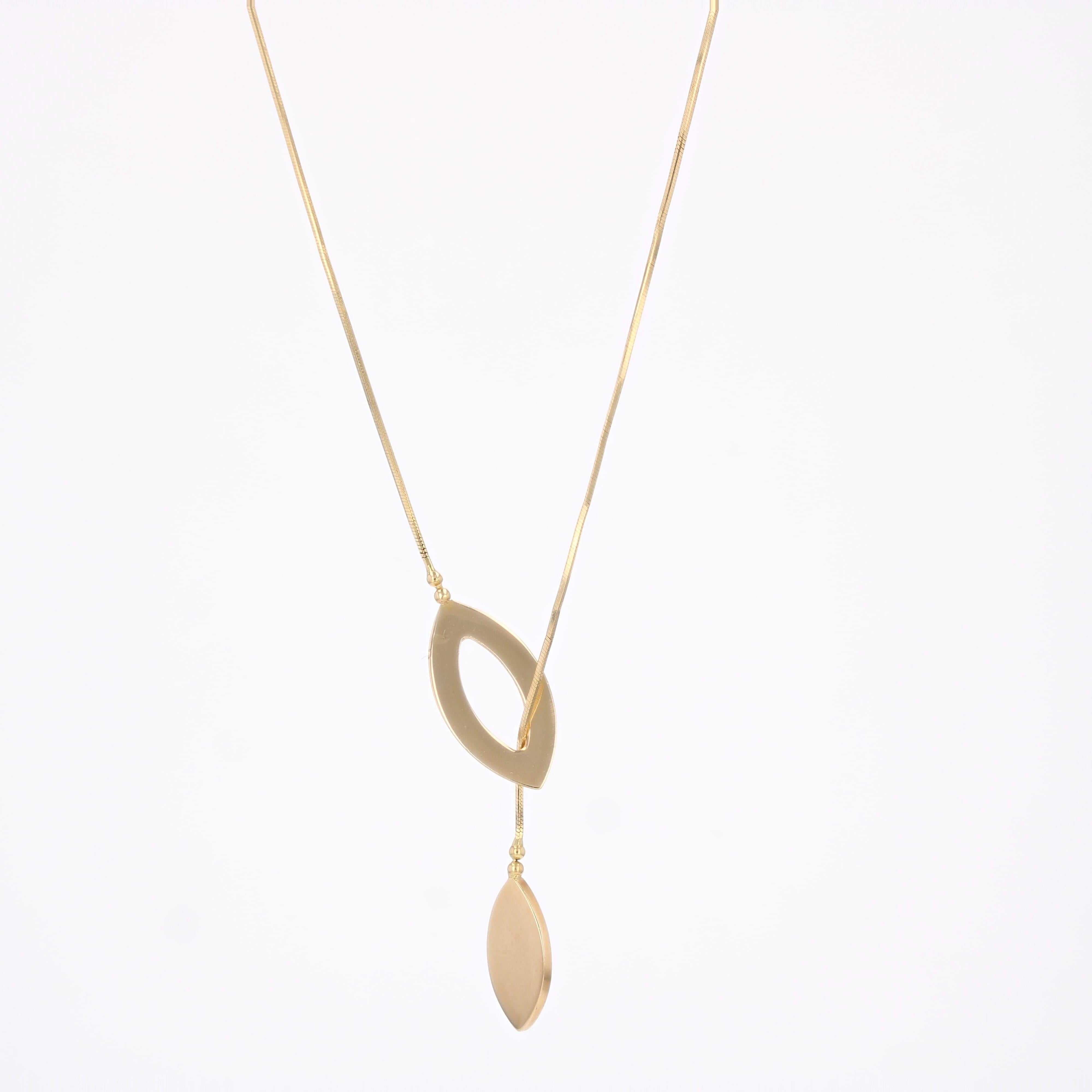 Moderne Second Hand 18 Karat Gelbgold Asymmetrische Halskette im Angebot 2