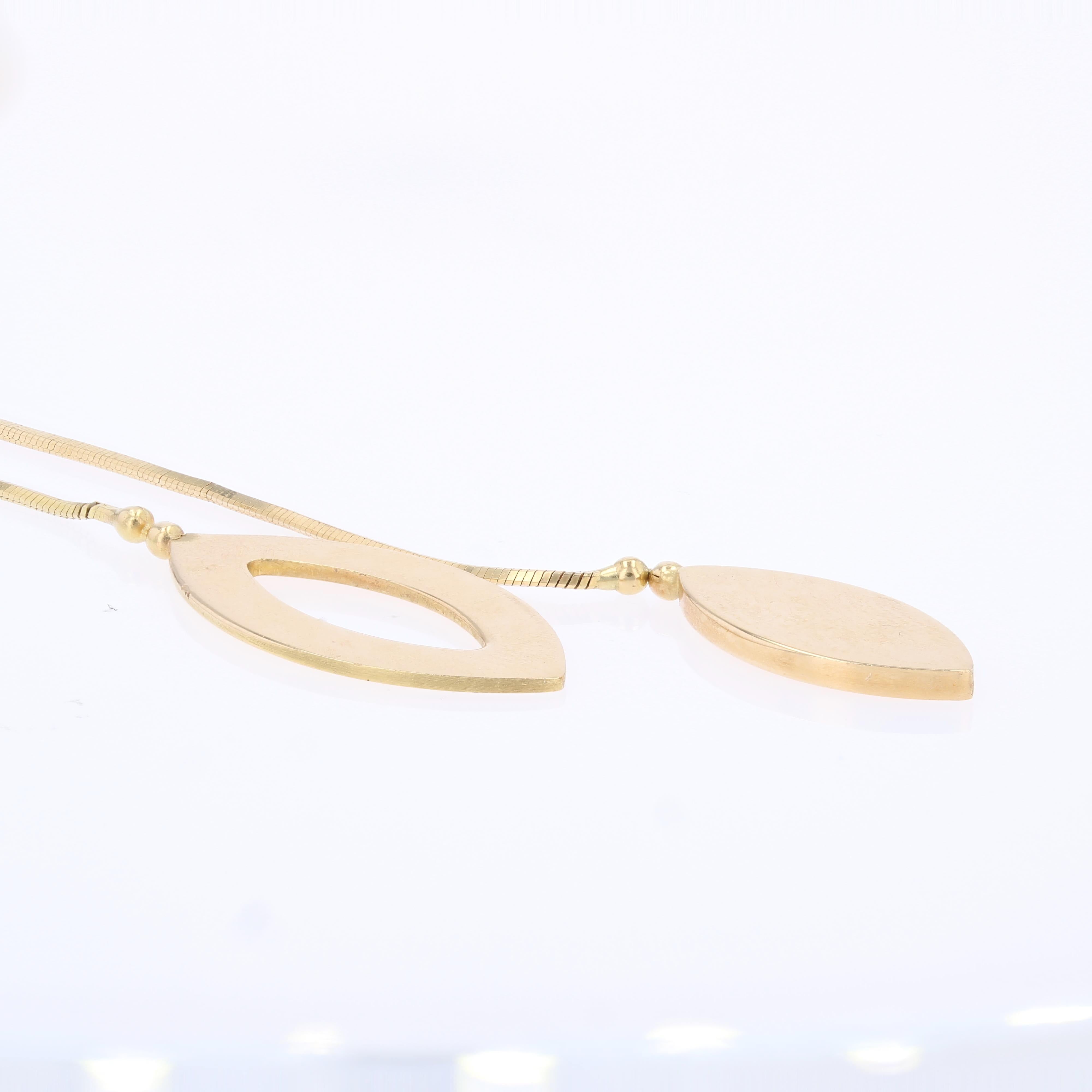 Moderne Second Hand 18 Karat Gelbgold Asymmetrische Halskette im Angebot 4