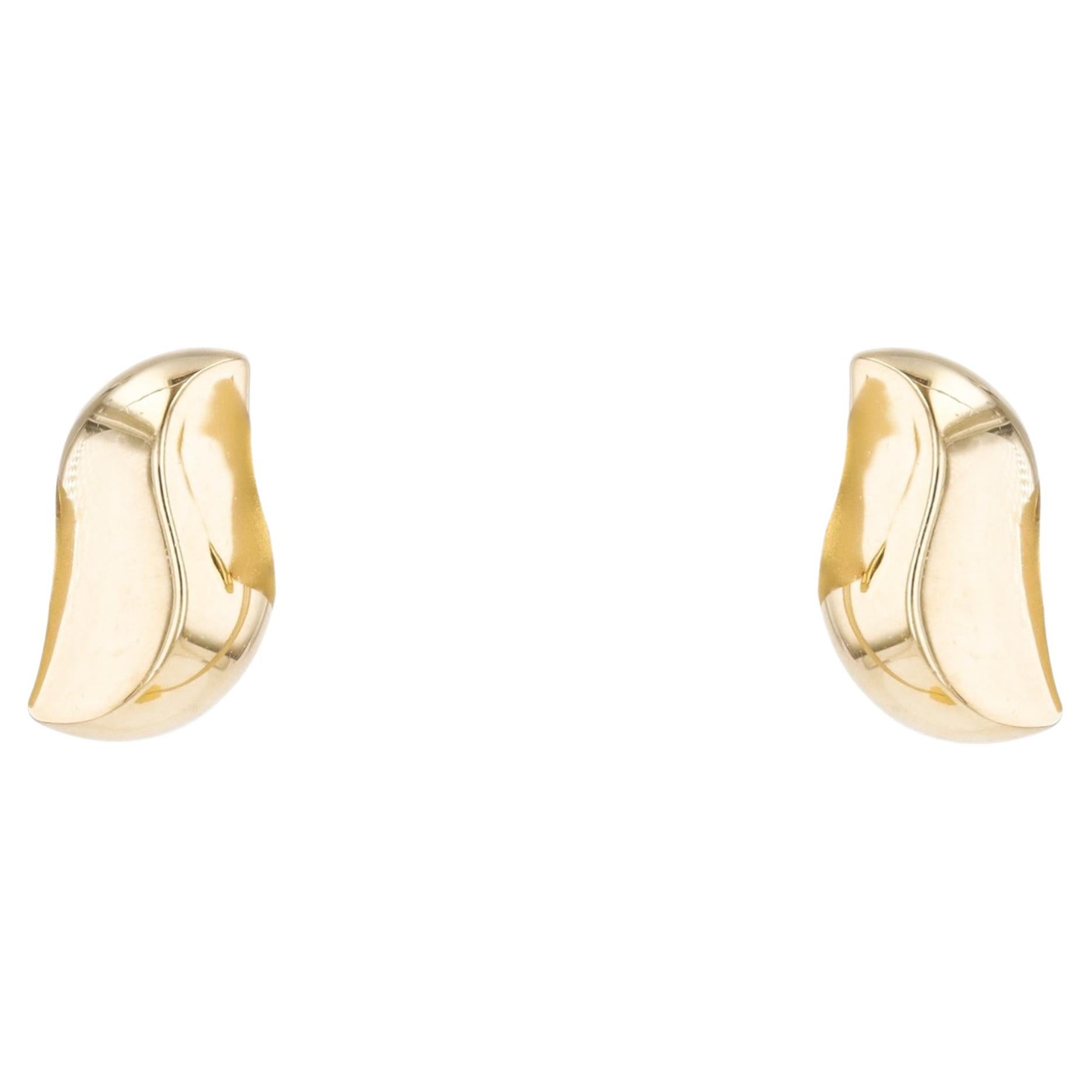 Modern Second-Hand 18 Karat Yellow Gold Curved Stud Earrings