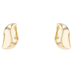 Modern Second-Hand 18 Karat Yellow Gold Curved Stud Earrings