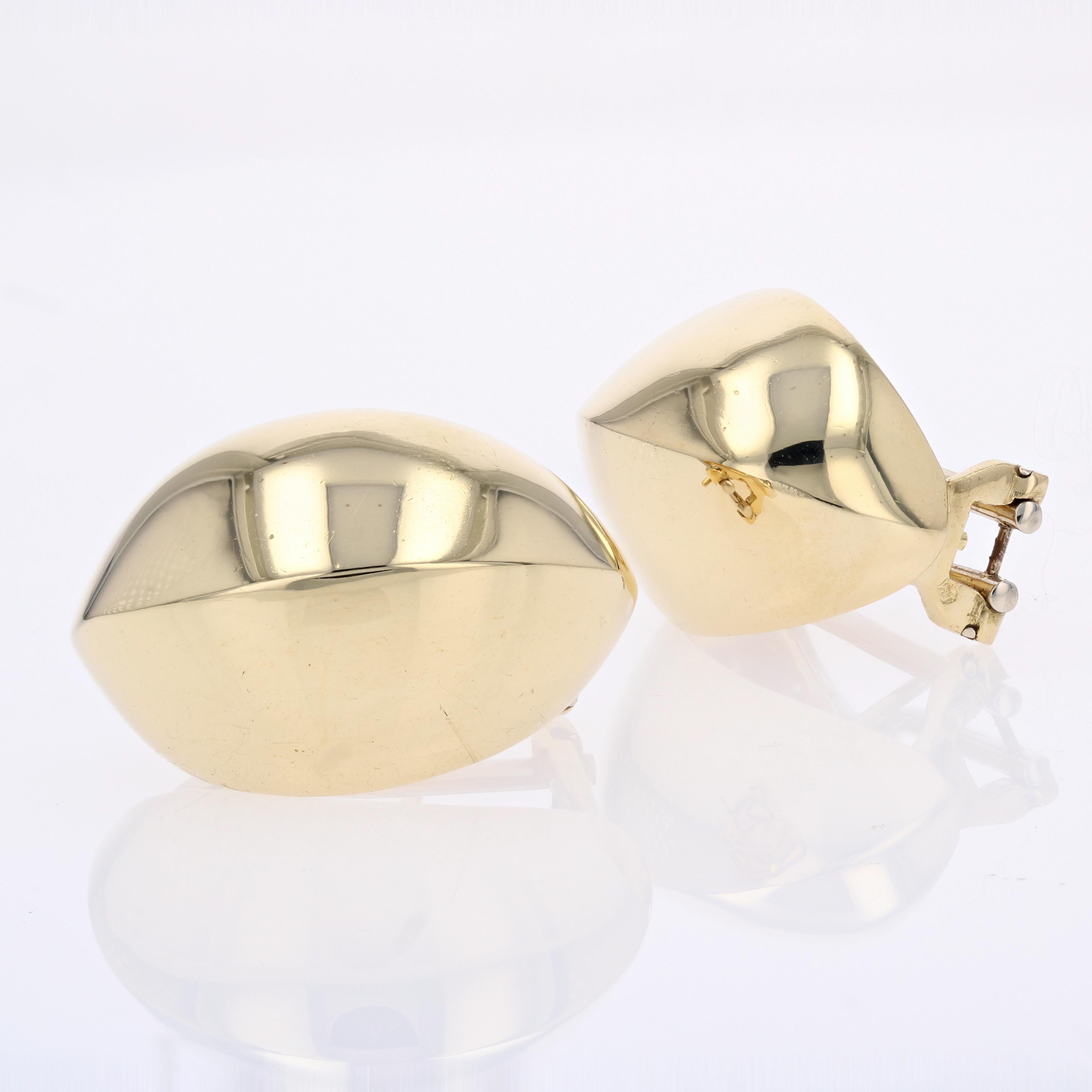 Women's Modern Second Hand 18 Karat Yellow Gold Domed Earrings For Sale