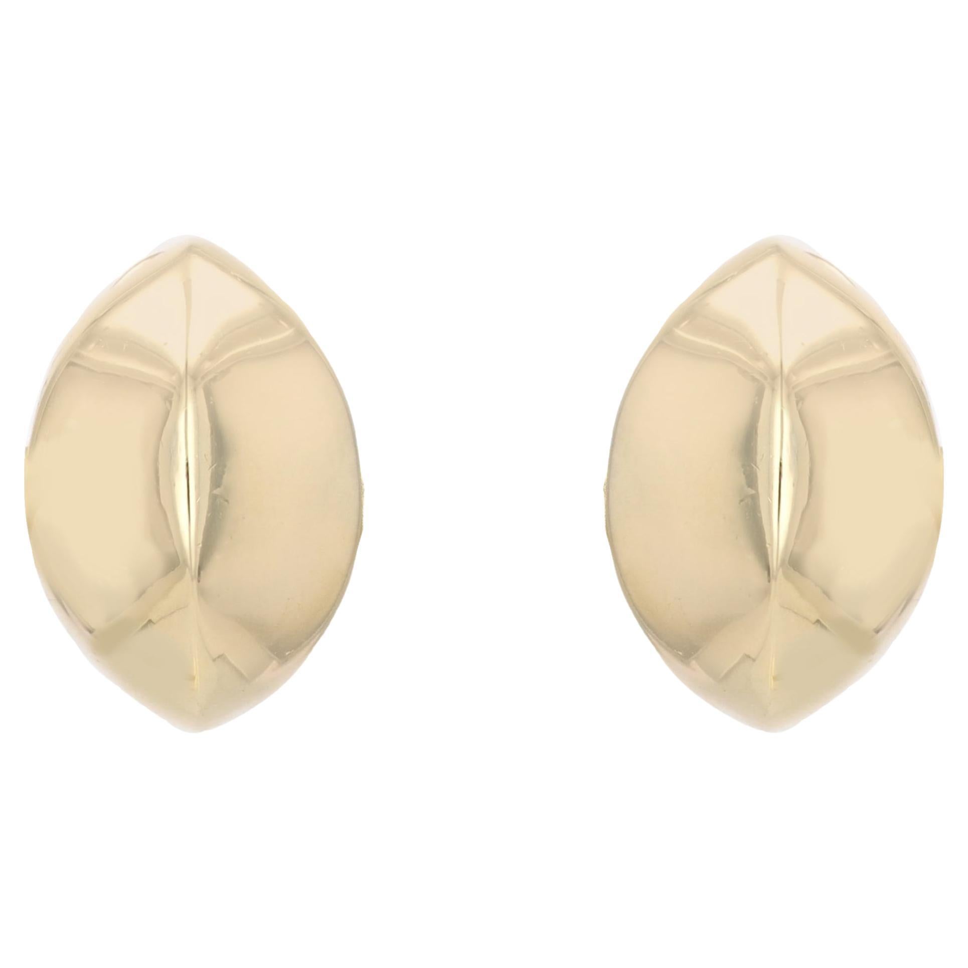 Modern Second Hand 18 Karat Yellow Gold Domed Earrings For Sale