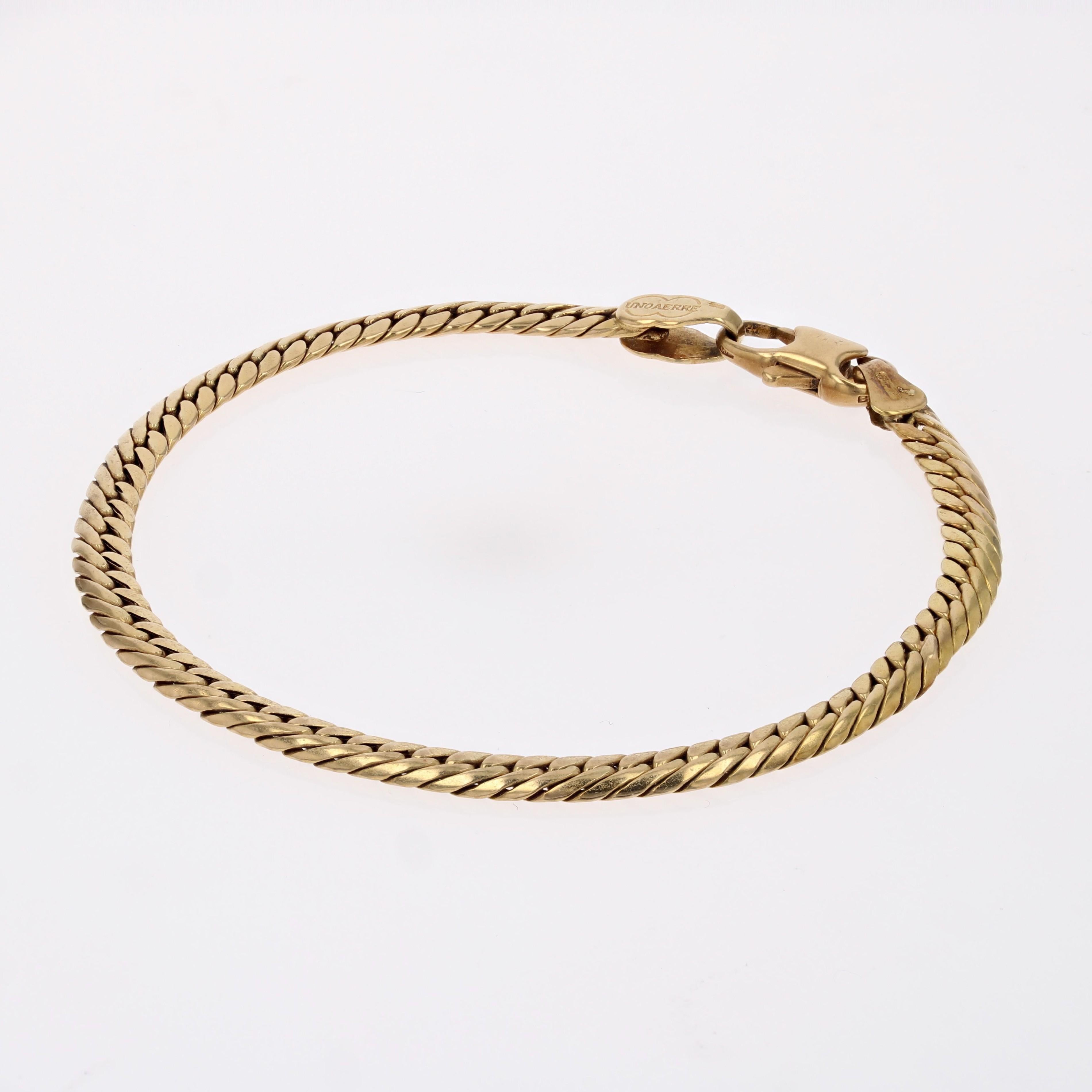 Women's Modern Second-Hand 18 Karat Yellow Gold Flat Curb Bracelet For Sale