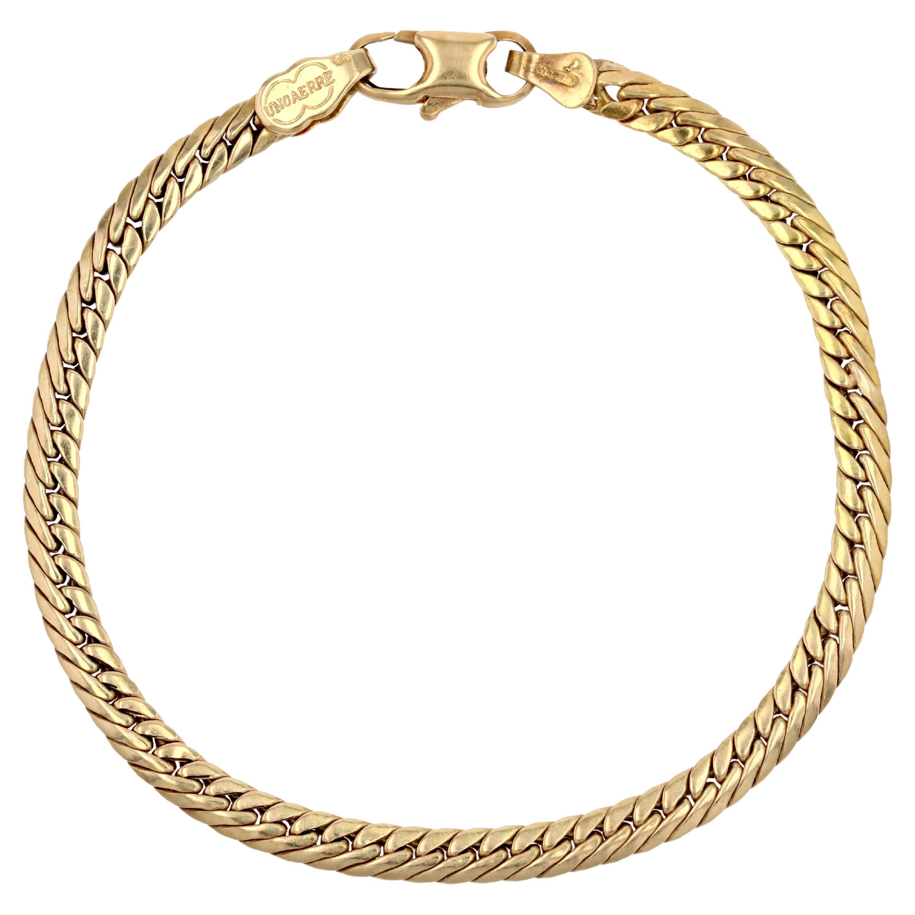 Modern Second-Hand 18 Karat Yellow Gold Flat Curb Bracelet