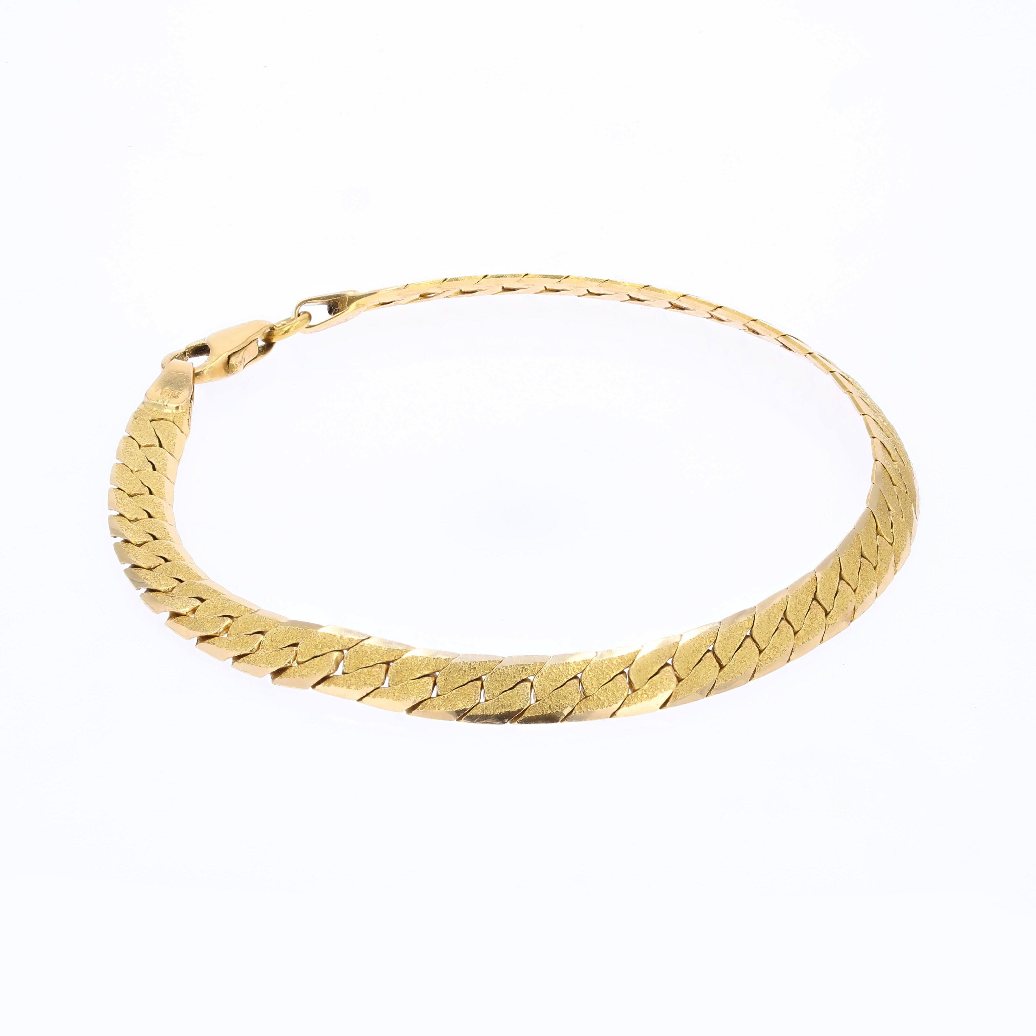 Bracelet moderne d'occasion en or jaune 18 carats à chaîne plate Excellent état - En vente à Poitiers, FR