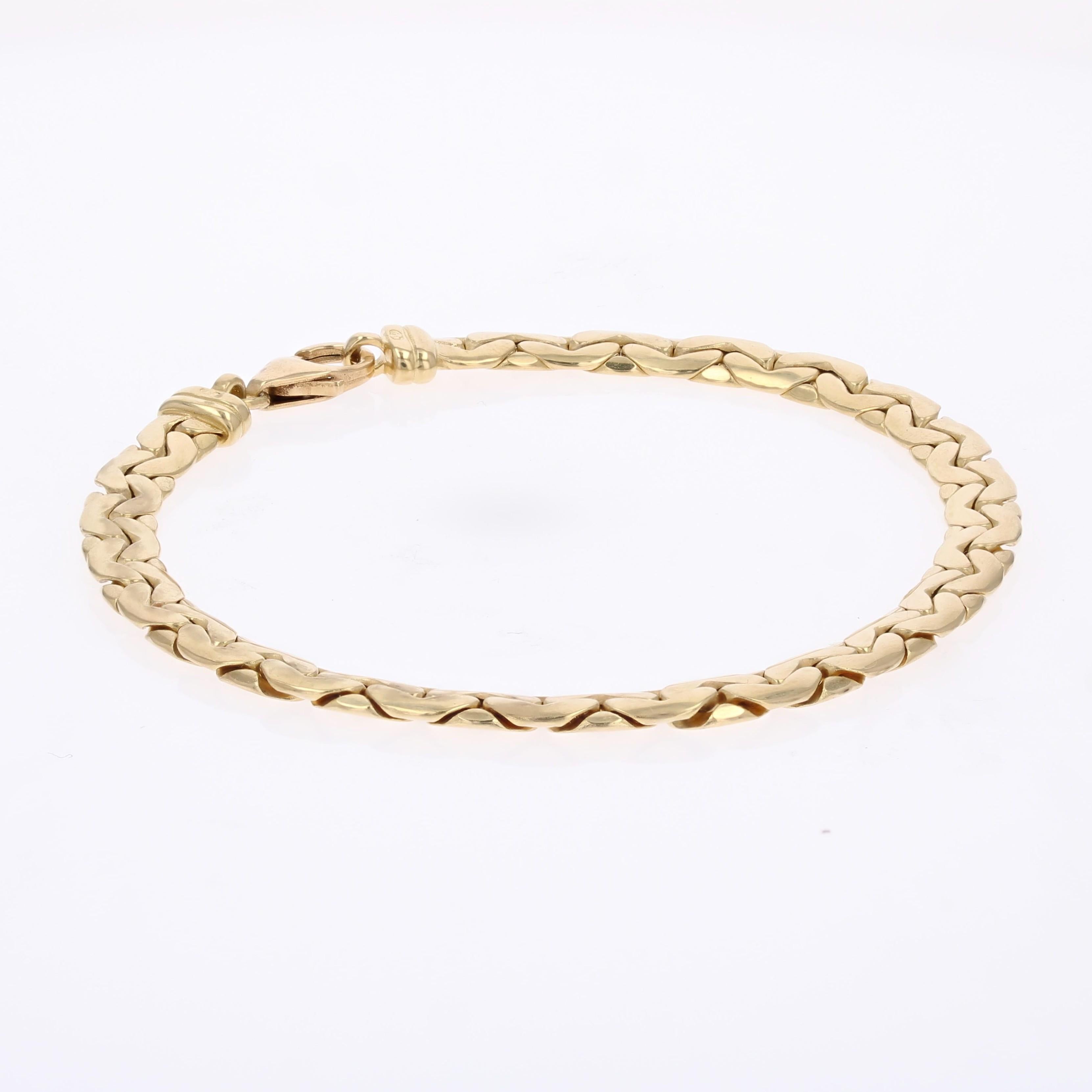 De las mujeres Pulsera moderna de segunda mano de malla plana de oro amarillo de 18 quilates en venta