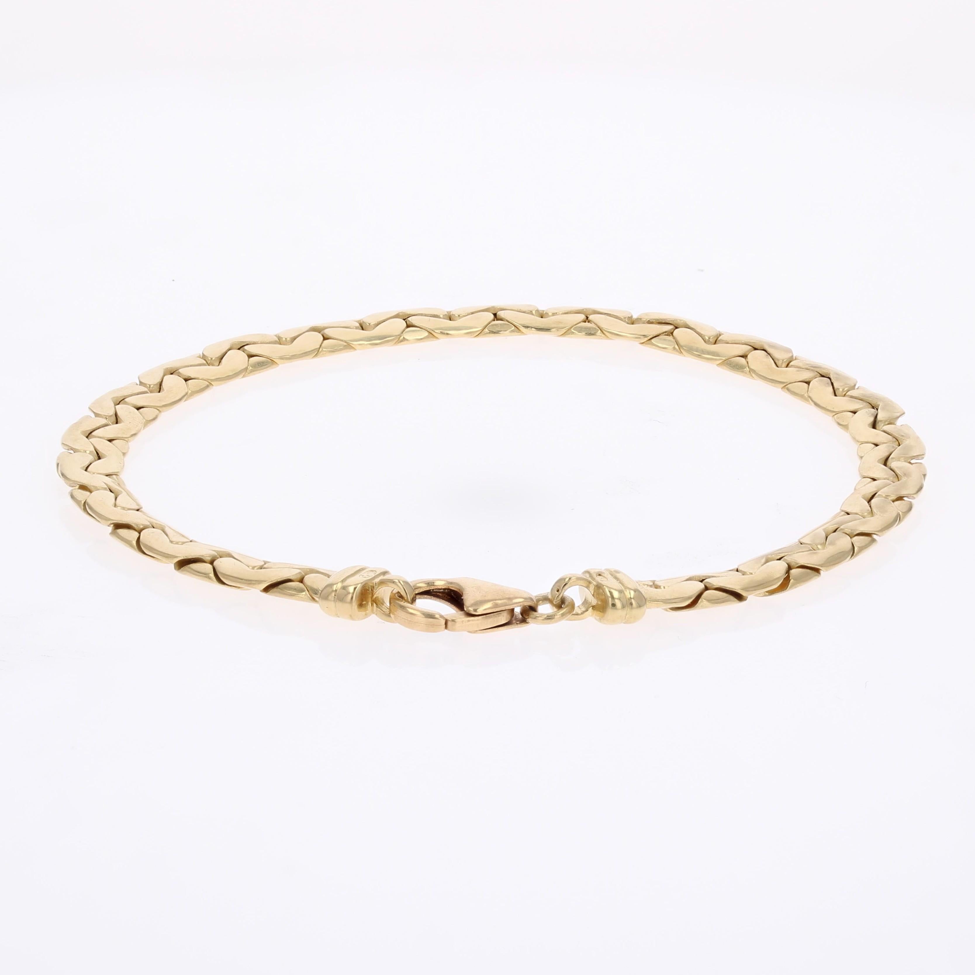 Pulsera moderna de segunda mano de malla plana de oro amarillo de 18 quilates en venta 4