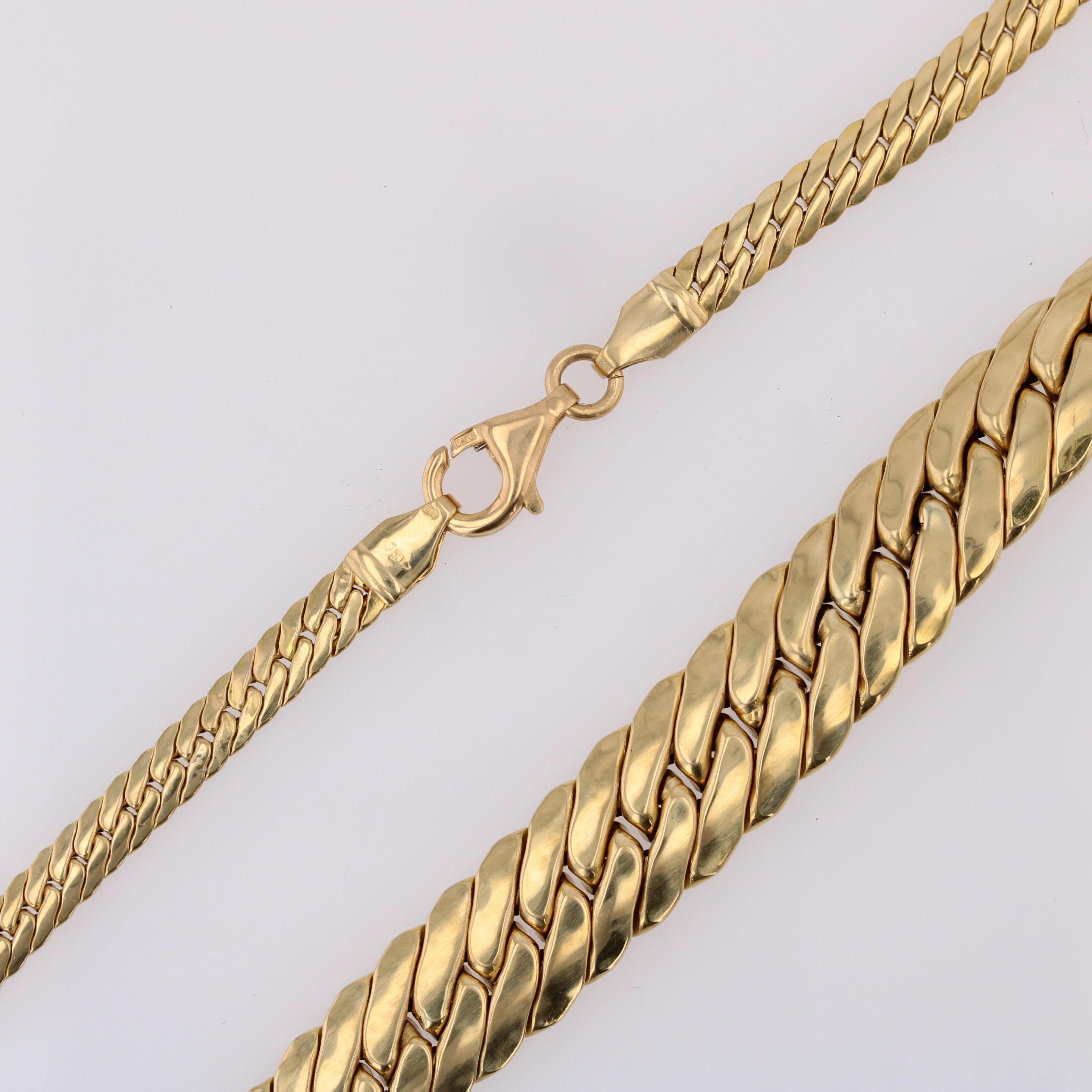 Collier moderne d'occasion en or jaune 18 carats à chaîne graduée en vente 8