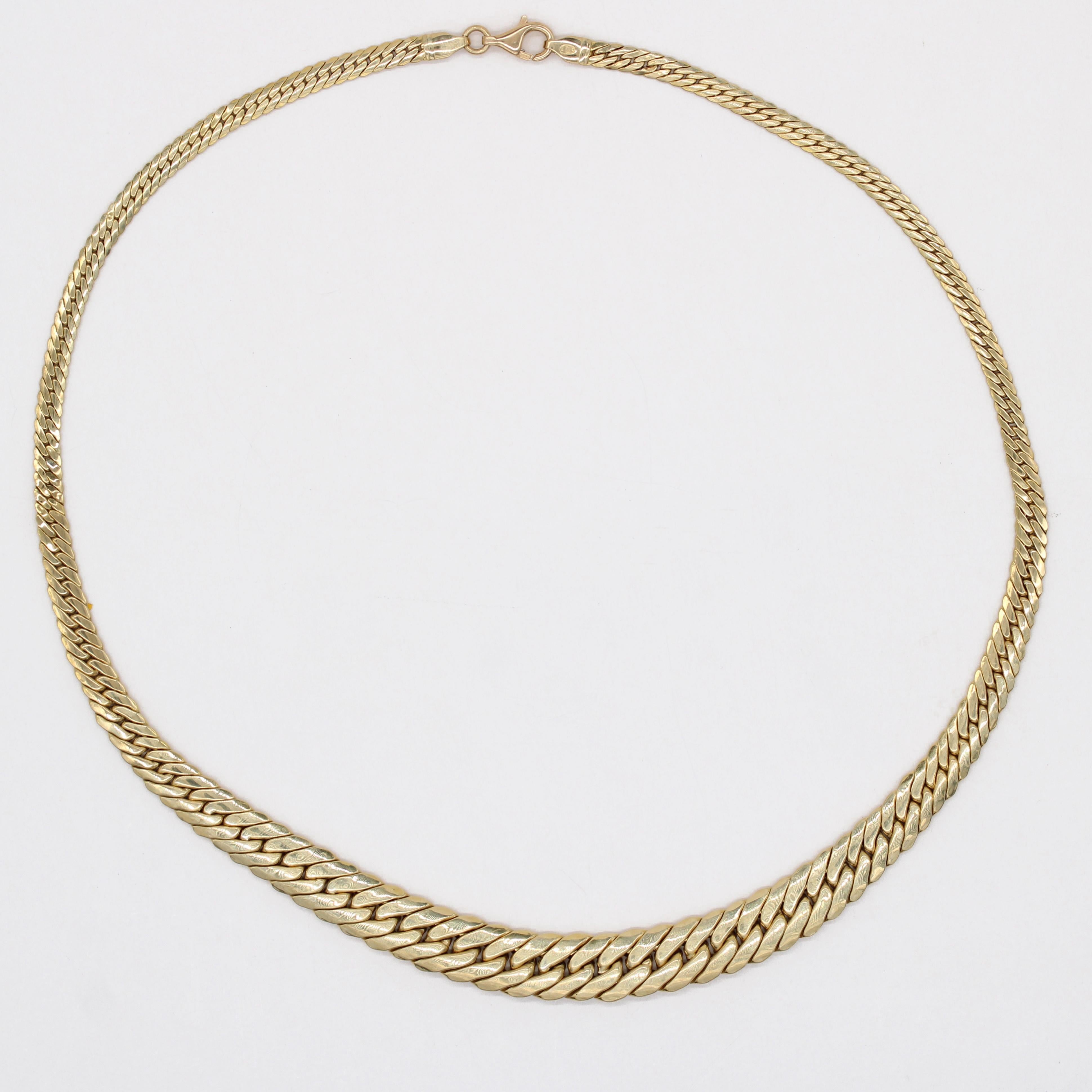 Collier moderne d'occasion en or jaune 18 carats à chaîne graduée en vente 1