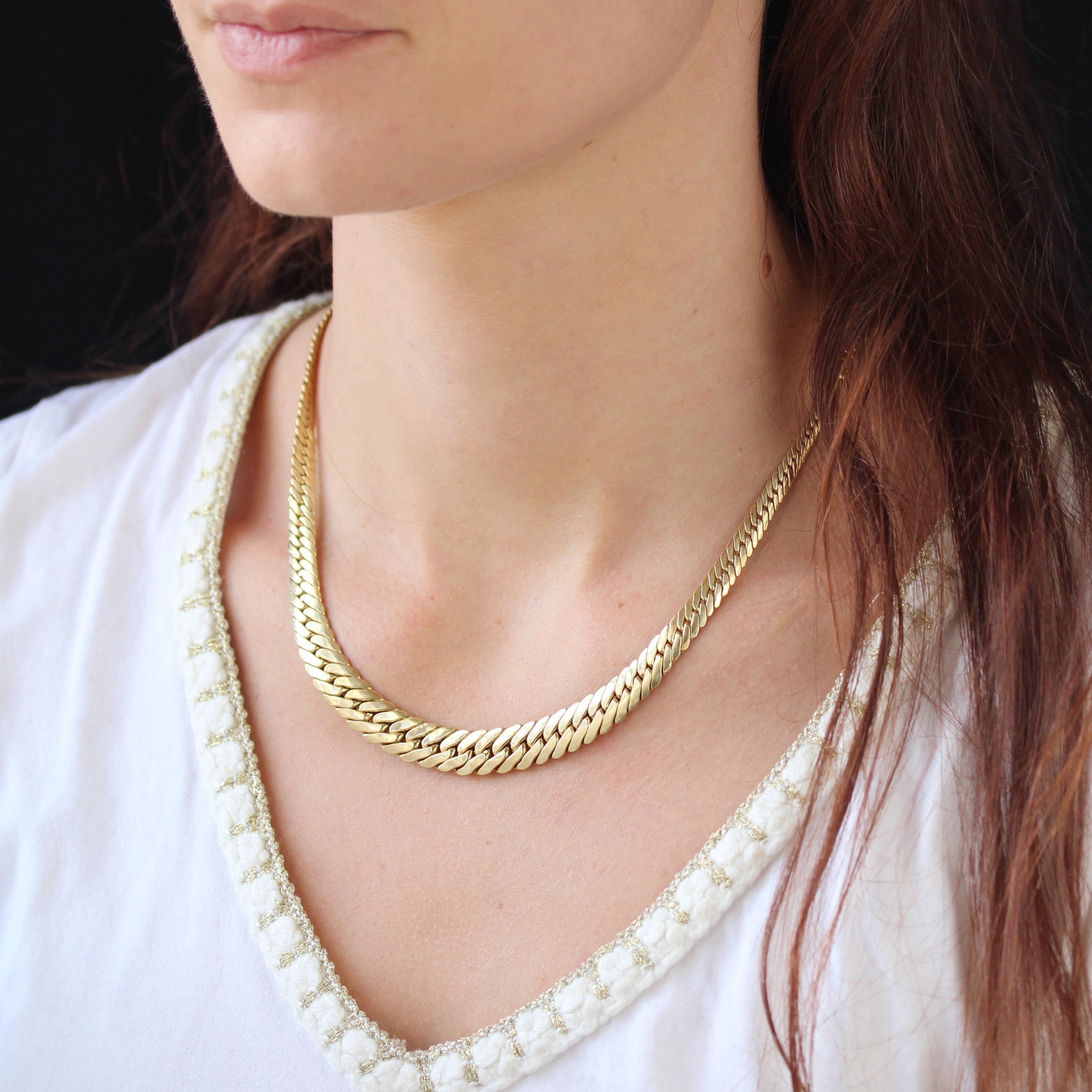 Collier moderne d'occasion en or jaune 18 carats à chaîne graduée en vente 4