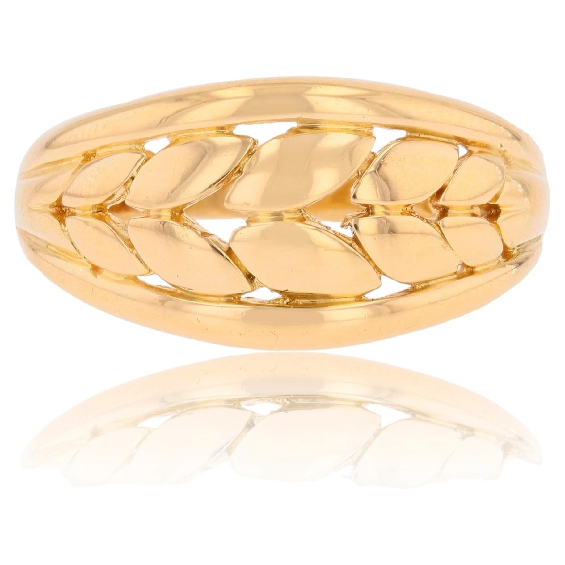 Moderner Second-Hand-Ring aus 18 Karat Gelbgold mit Blattwerk