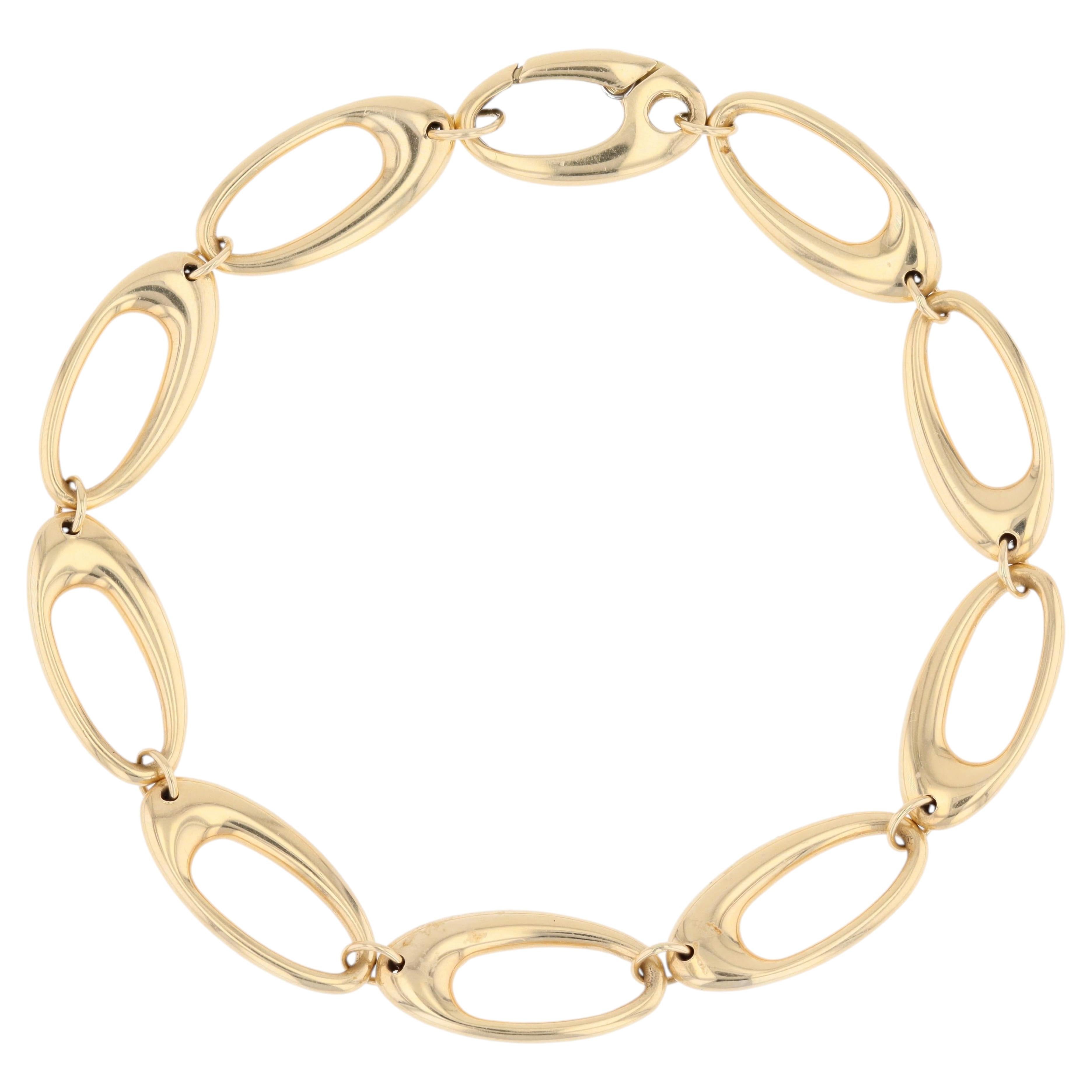 Modern Second-Hand 18 Karat Yellow Gold Oval Links Bracelet