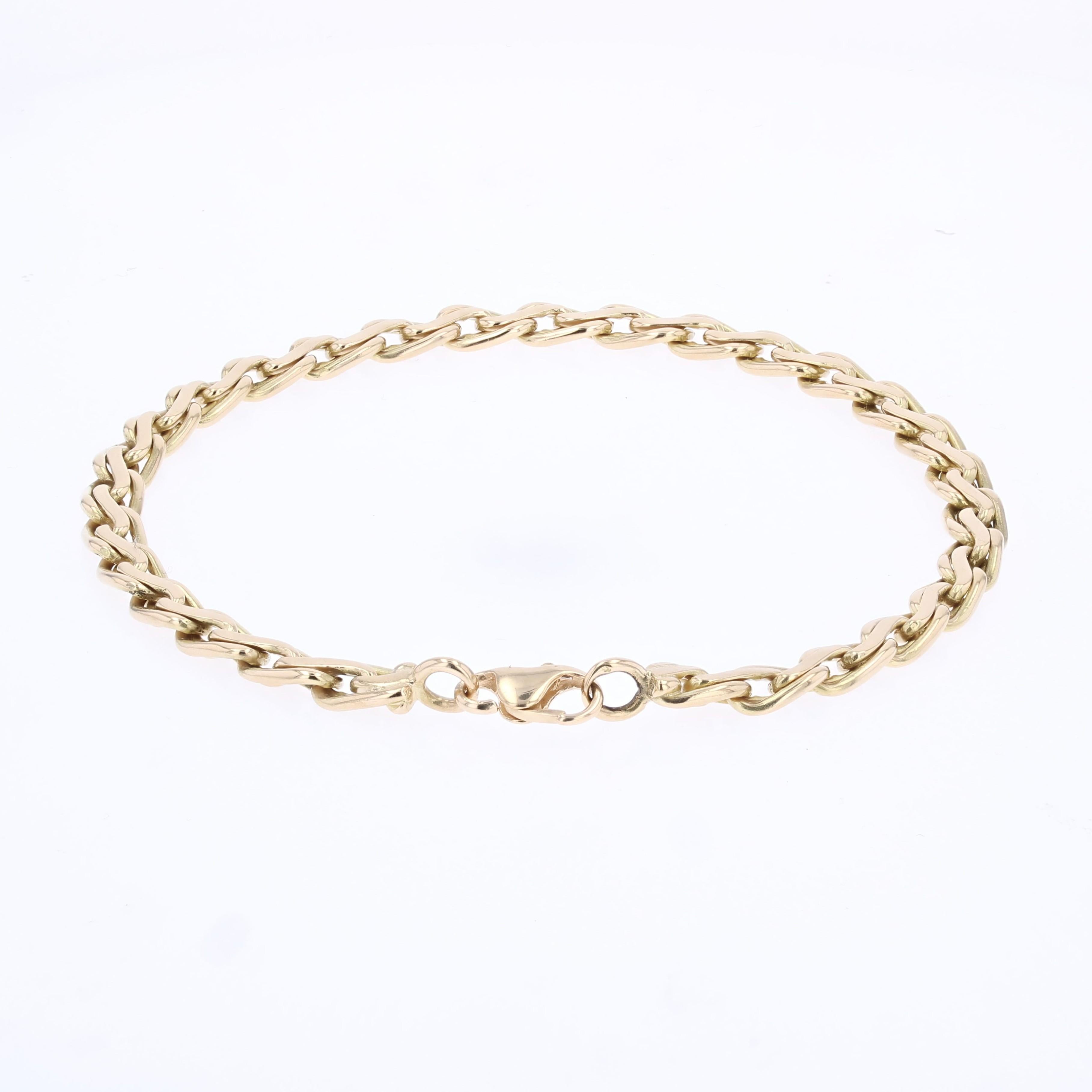 Modern Second-Hand 18 Karat Yellow Gold Oval Twisted Links Bracelet For Sale 3