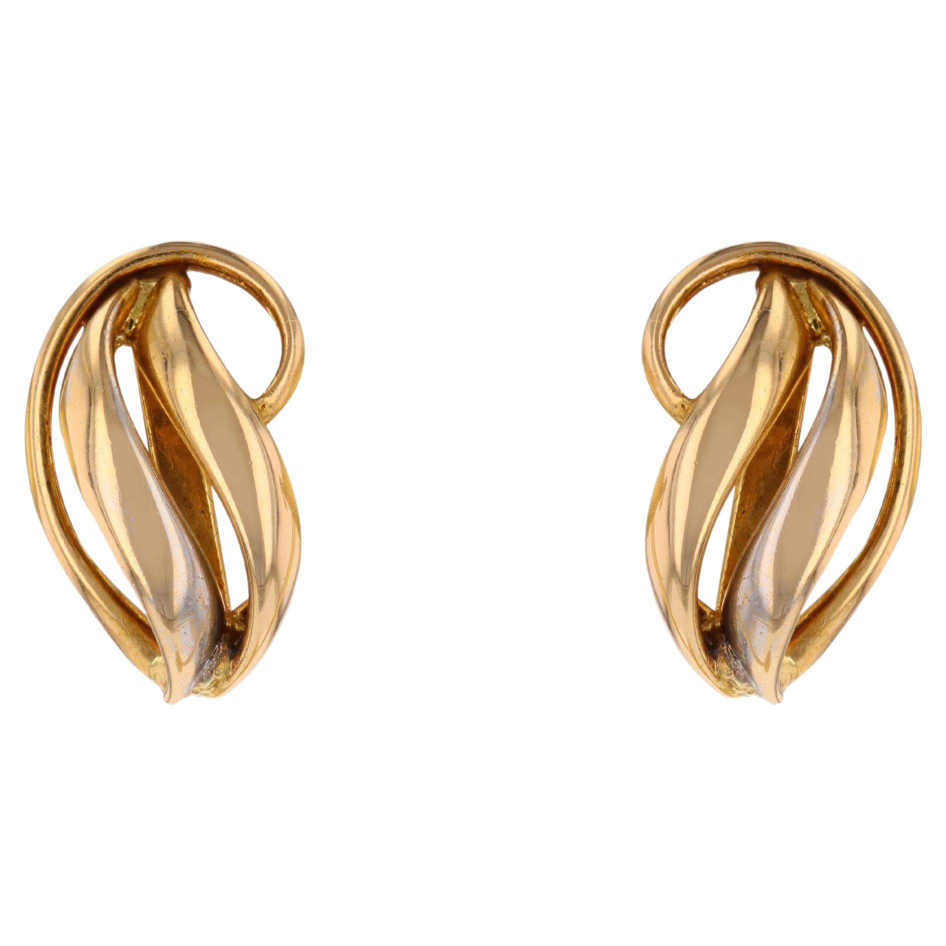 Pendientes de botón modernos de segunda mano de oro amarillo de 18 quilates