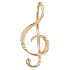 Modern Second Hand 18 Karat Yellow Gold Treble Clef Charm Pendant