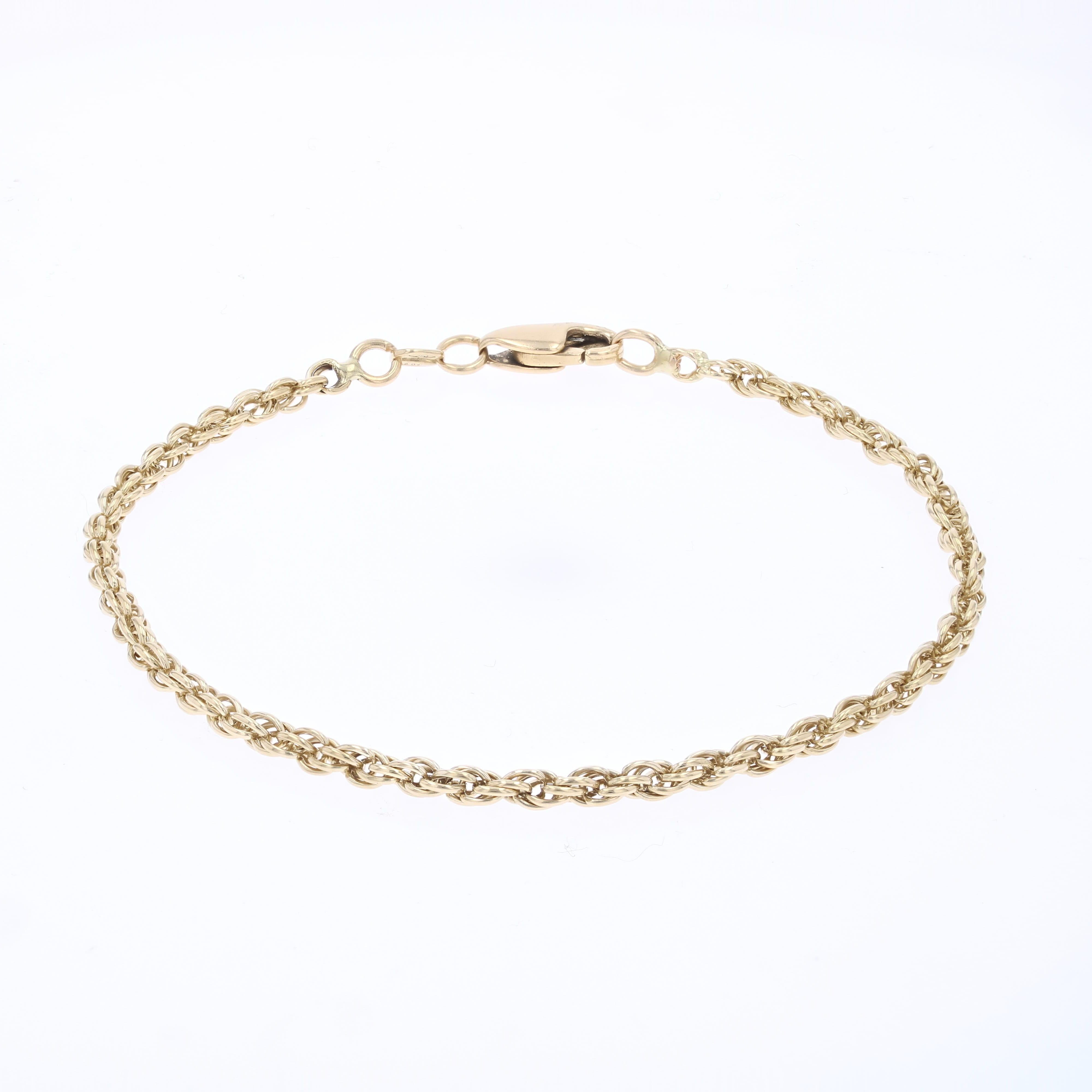 Bracelet moderne de seconde main à maillons torsadés en or jaune 18 carats en vente 3