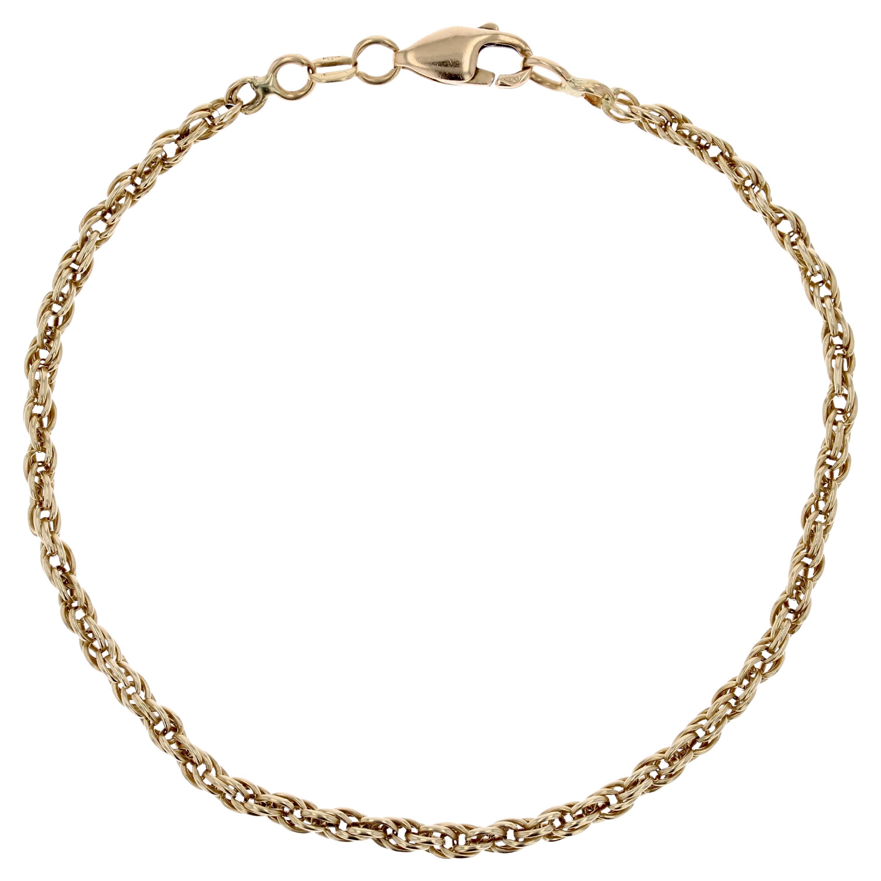 Modern Second-Hand 18 Karat Yellow Gold Twisted Links Bracelet