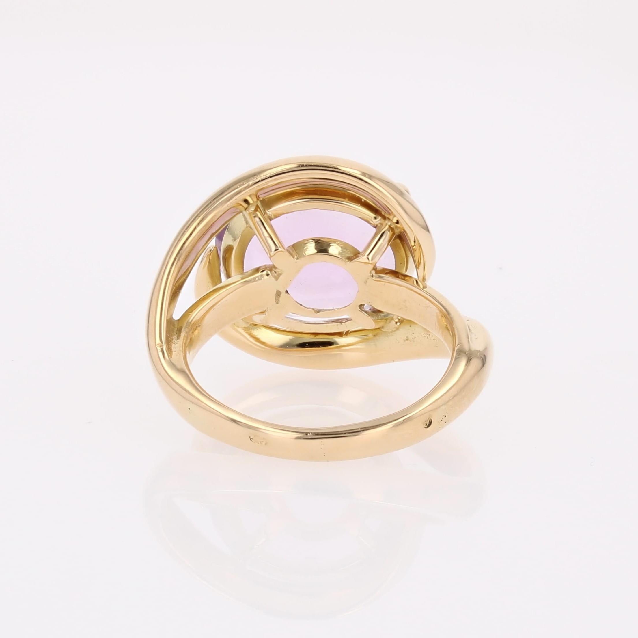 Moderner Second-Hand Amethyst 18 Karat Gelbgold Swirl Ring im Angebot 11