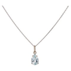 Modern Second-Hand Aquamarine 18 Karat White Gold Pendant Necklace