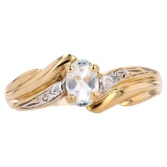 Anillo moderno de oro amarillo de 18 quilates con aguamarina de segunda mano