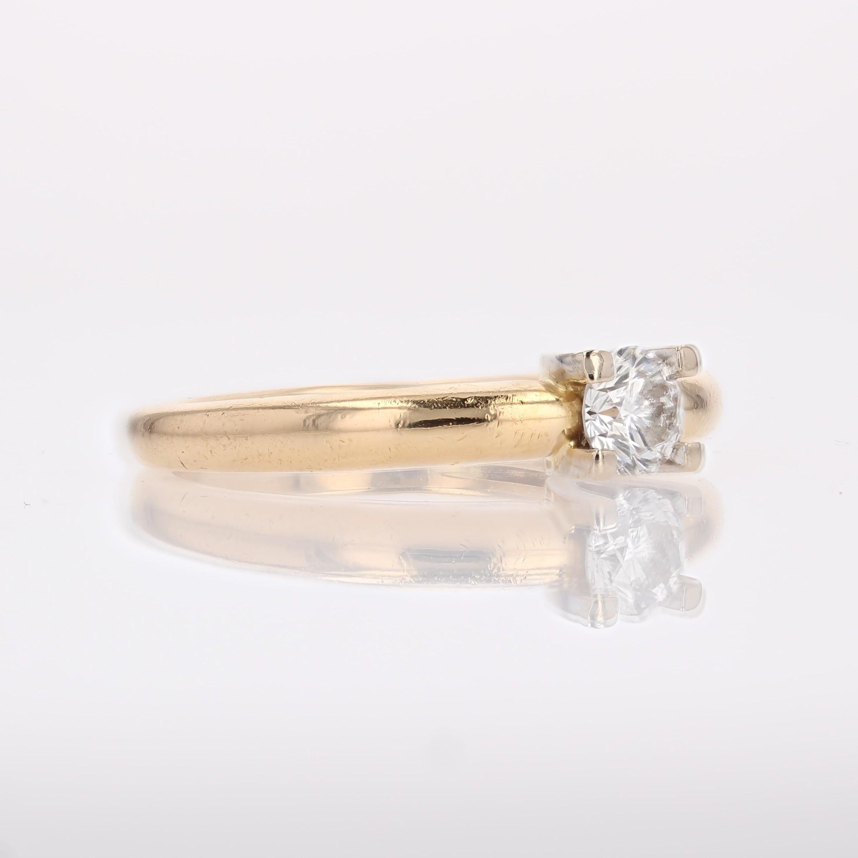 Modern Second-Hand Diamond 18 Karat Yellow Gold Solitaire Ring For Sale 6