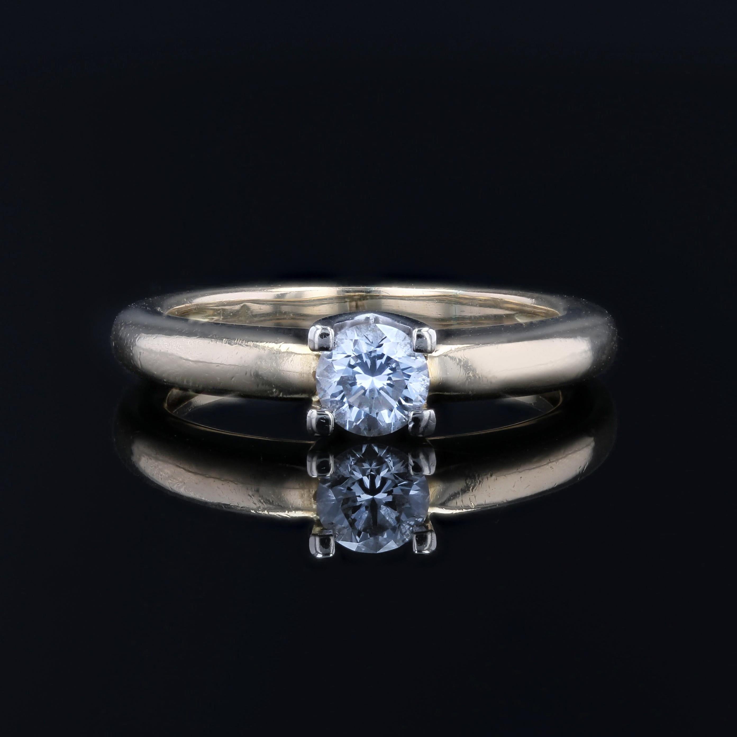Women's Modern Second-Hand Diamond 18 Karat Yellow Gold Solitaire Ring For Sale