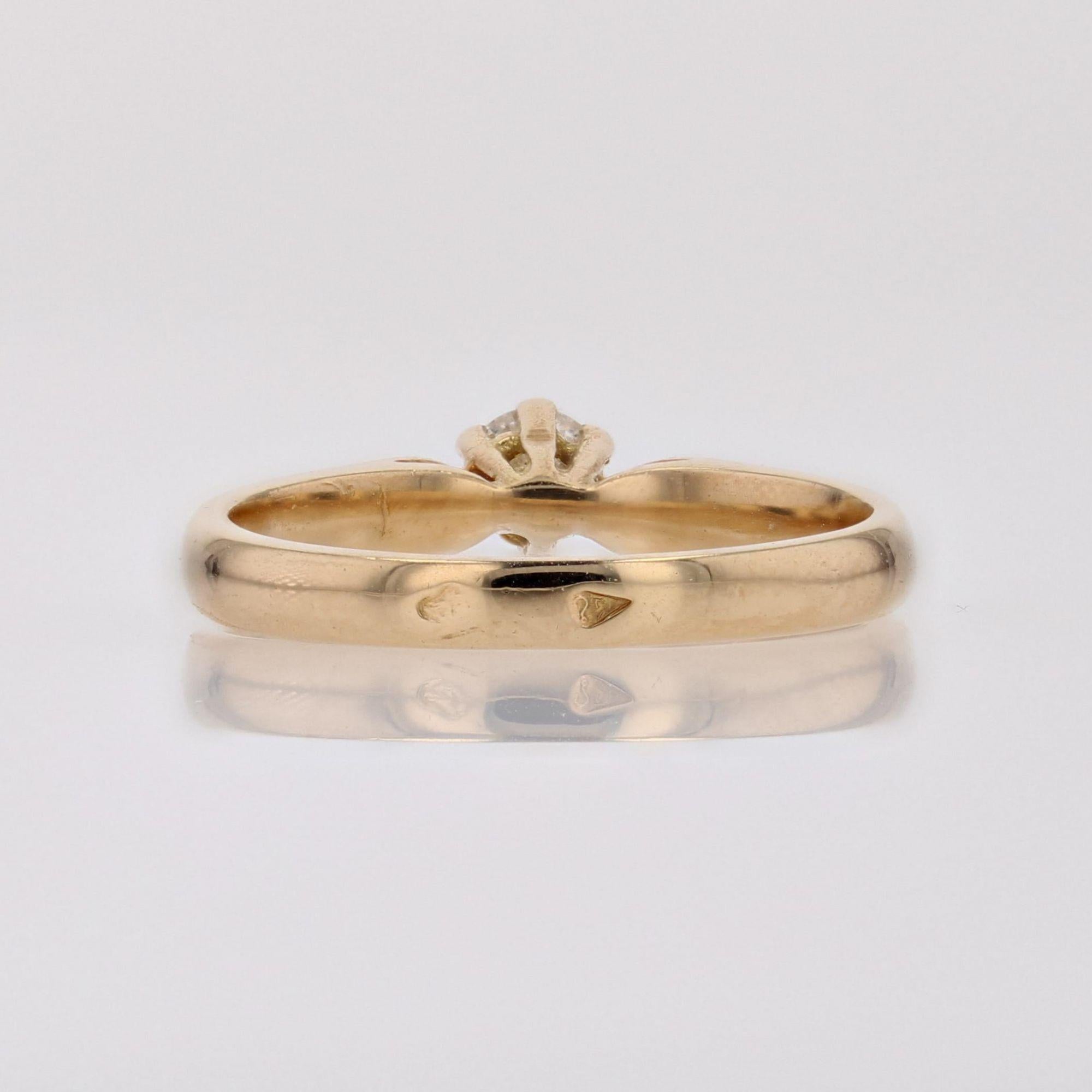 Modern Second-Hand Diamond 18 Karat Yellow Gold Solitaire Ring In Excellent Condition In Poitiers, FR