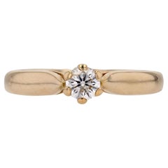 Moderner moderner zweiter Hand-Diamant- Solitär-Ring aus 18 Karat Gelbgold