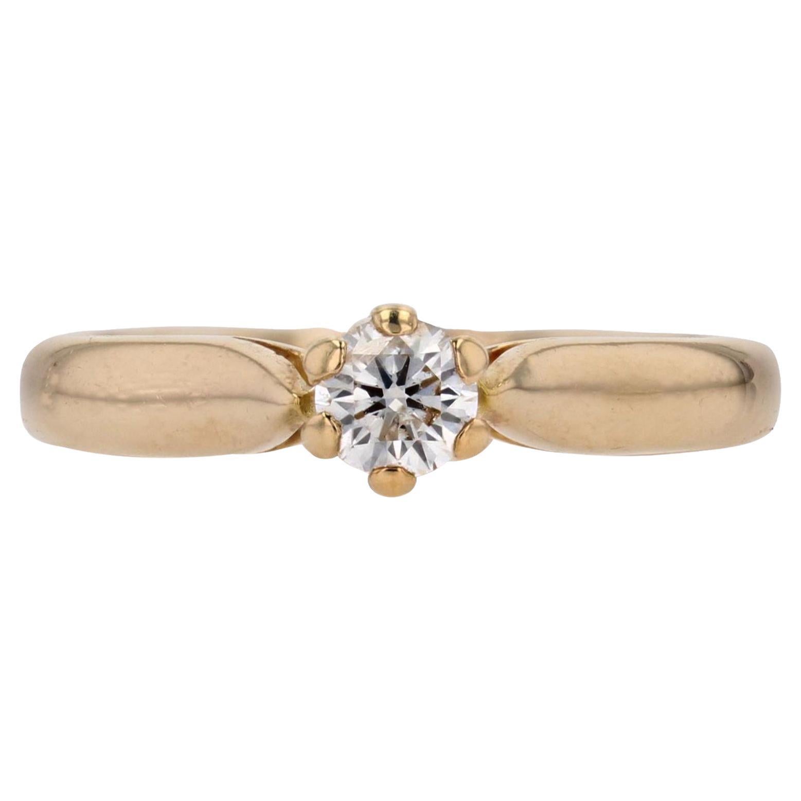 Moderner moderner zweiter Hand-Diamant- Solitär-Ring aus 18 Karat Gelbgold