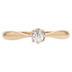 Moderner moderner zweiter Hand-Diamant- Solitär-Ring aus 18 Karat Gelbgold