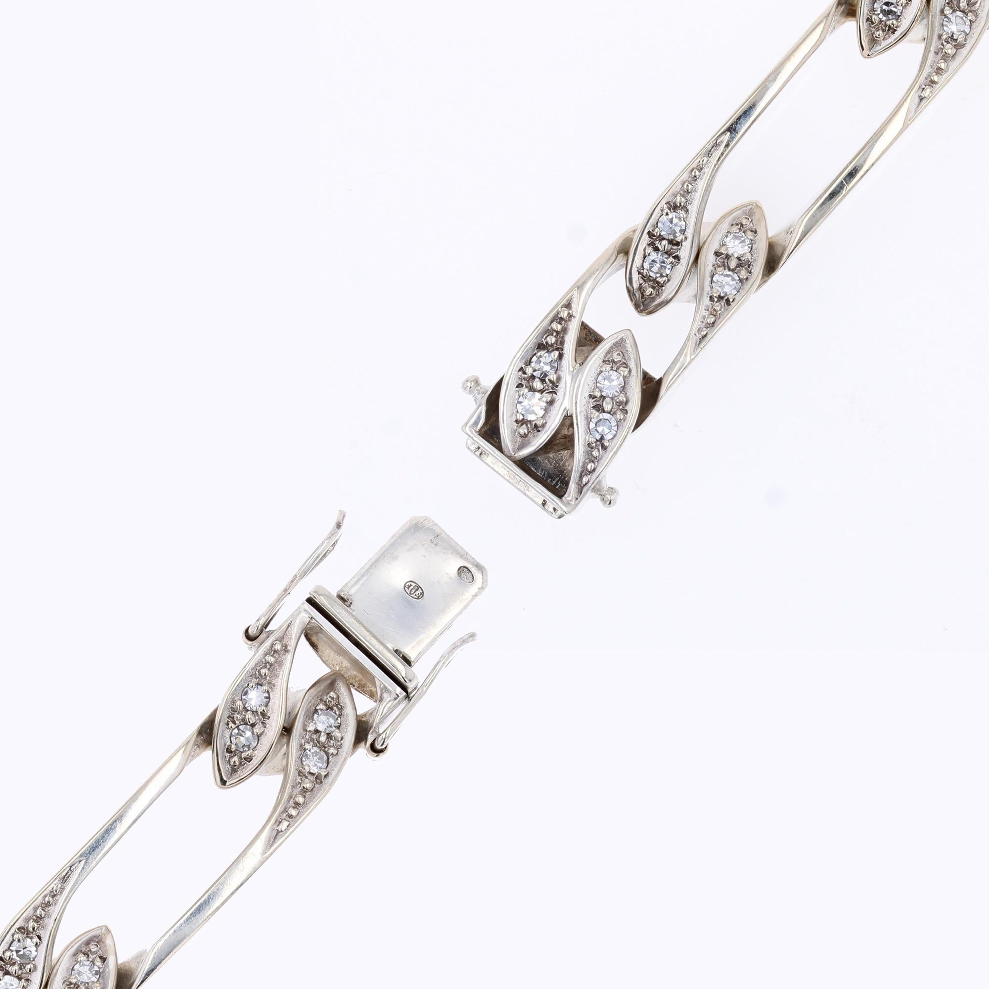 Modern Second-Hand Diamonds 18 Karat White Gold Curb Chain Bracelet in vendita 2