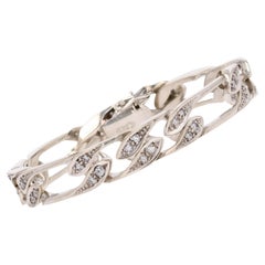 Modern Second-Hand Diamonds 18 Karat White Gold Curb Chain Bracelet