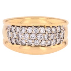 Modern Second-Hand Diamonds 18 Karat Yellow Gold Wide Band Ring