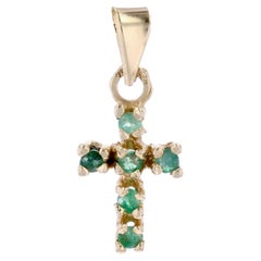 Modern Second-hand Emerald 18 Karat Yellow Gold Cross Pendant Modern Second-hand Emerald 18 Karat Yellow Gold Cross Pendant