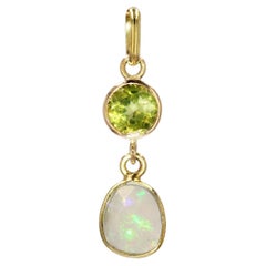Modern Second Hand Peridot Opal 18 Karat Yellow Gold Pendant