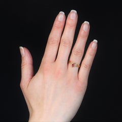 Modern Second- Hand Ruby 18 Karat Yellow Gold 3 Rings Ring