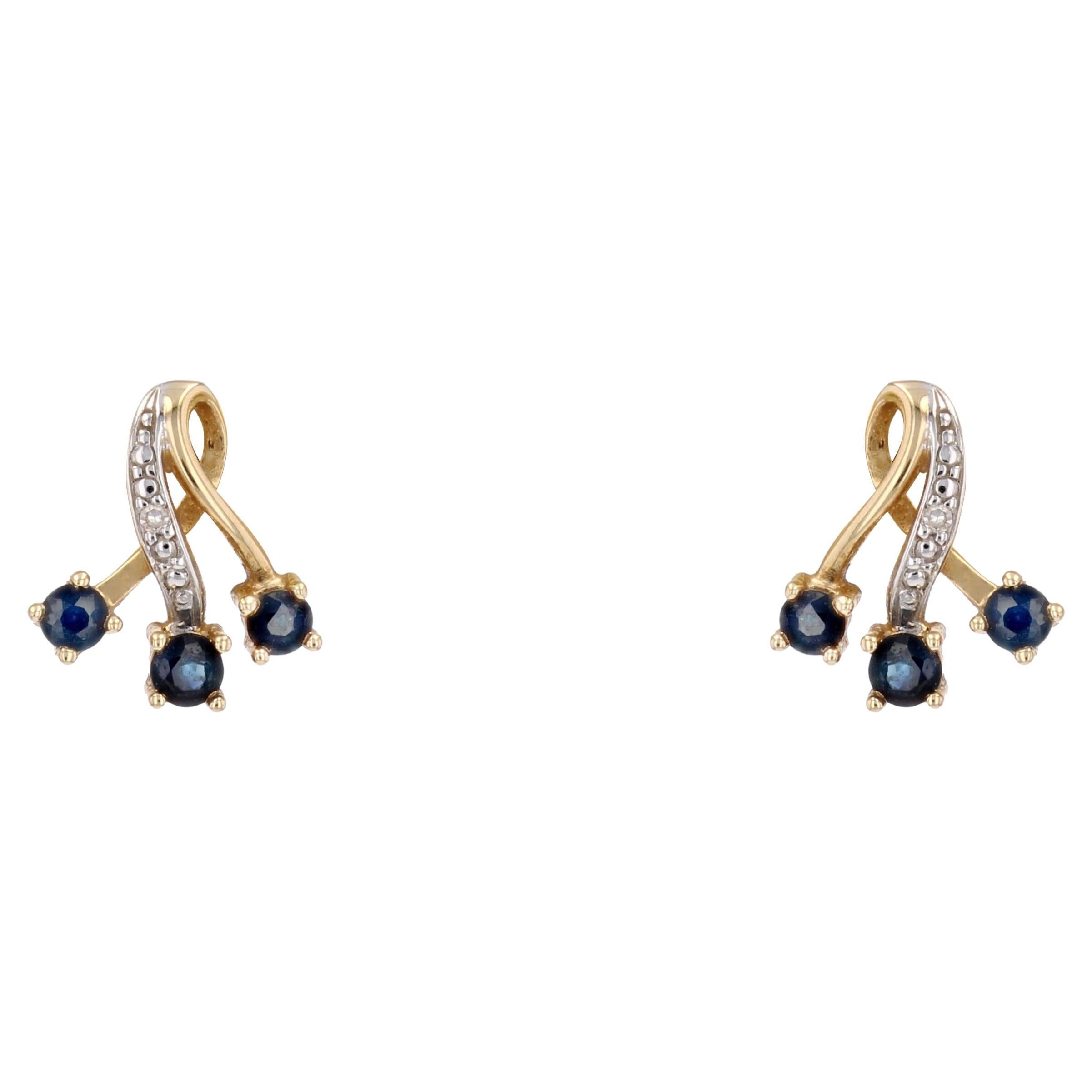 Modern Second- Hand Sapphire 18 Karat Yellow Gold Knot Earrings For Sale at  1stDibs